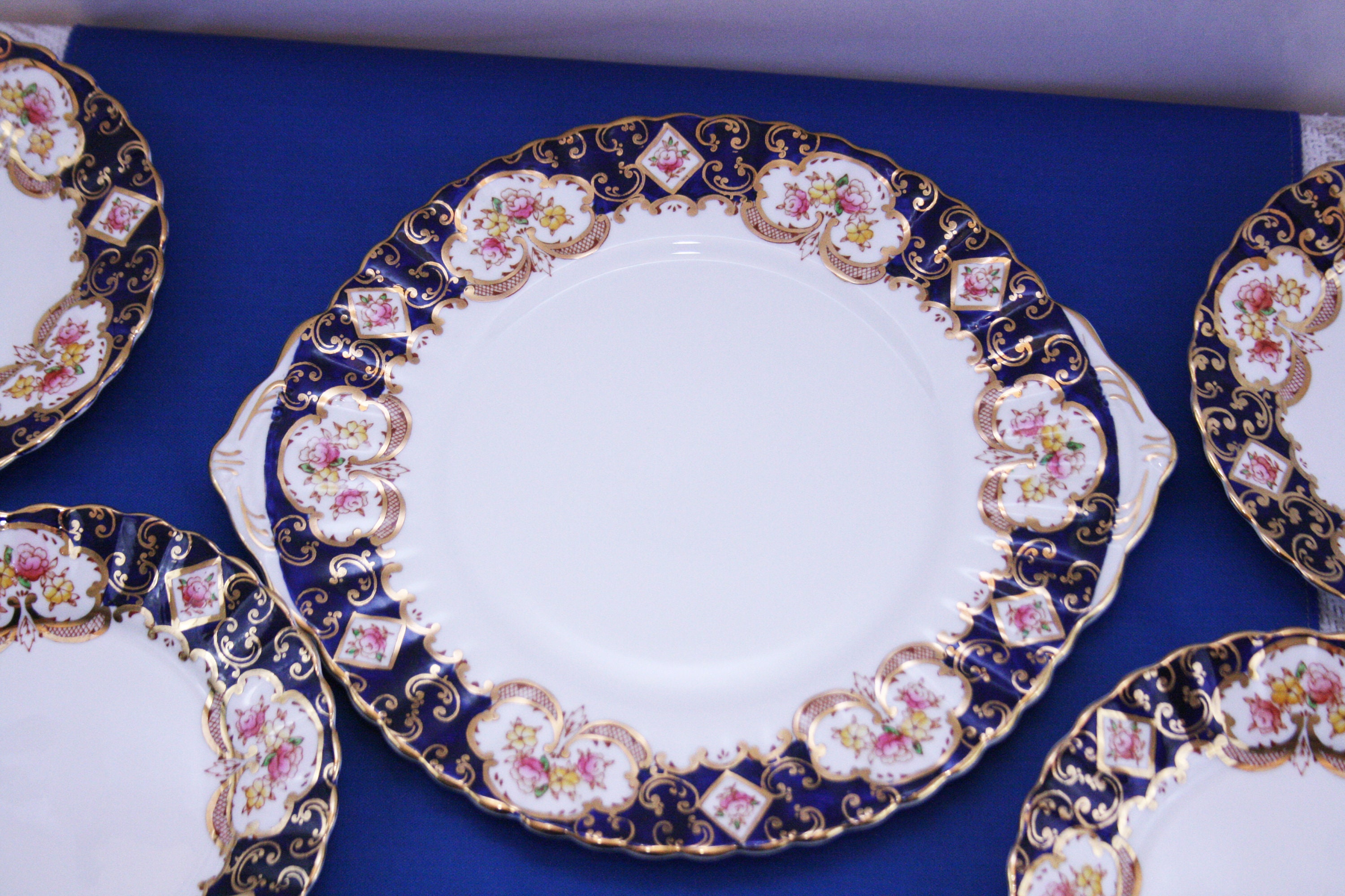 Vintage Royal Stafford Heritage Dessert Set 7 piece Bone China Made in England cake plate and 6