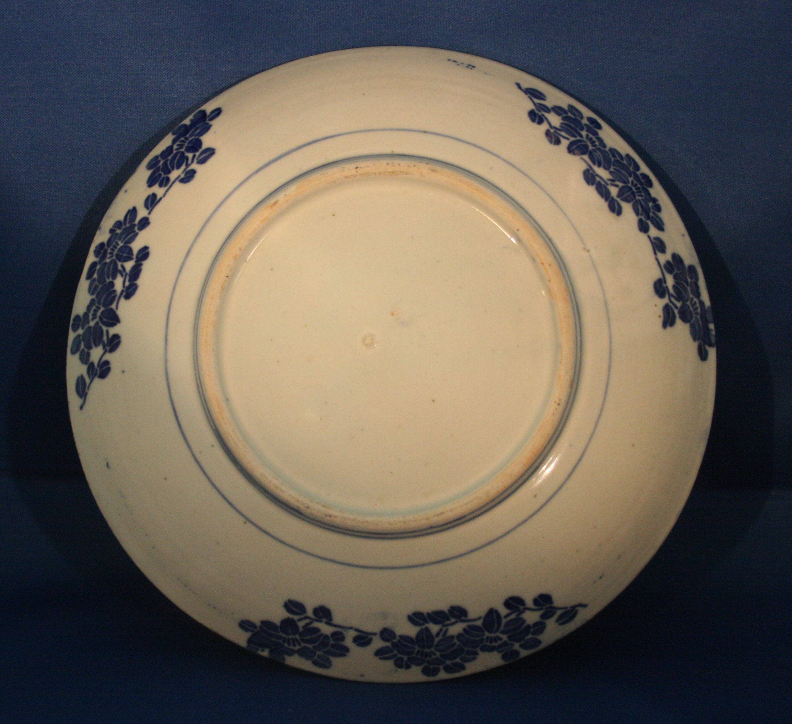 Antique Japanese Imari Edo Era Blue White Chintz Sometsuke Plate