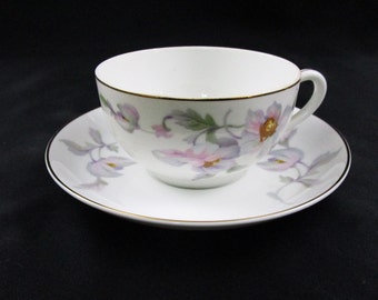 Antique TK Thun Teacup and Saucer Fine Bone China Tea Cup Set Cindy Pattern Made in Bohemia Czechoslovakia Coffee Cup Vintage