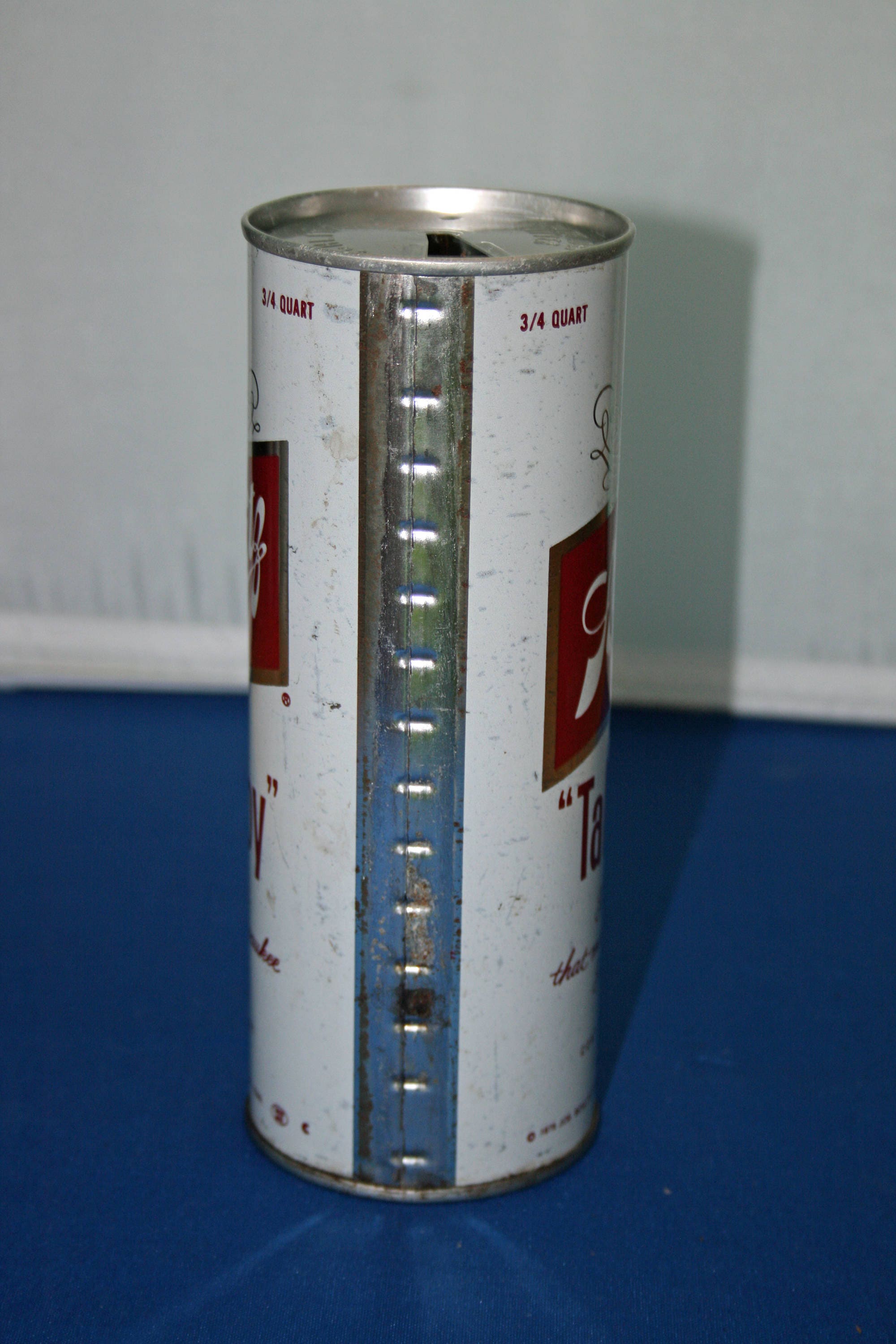Vintage Schlitz Tall Boy Beer Can Steel Opened Pull Tab Empty Union Made Bar Memorabilia Barware 