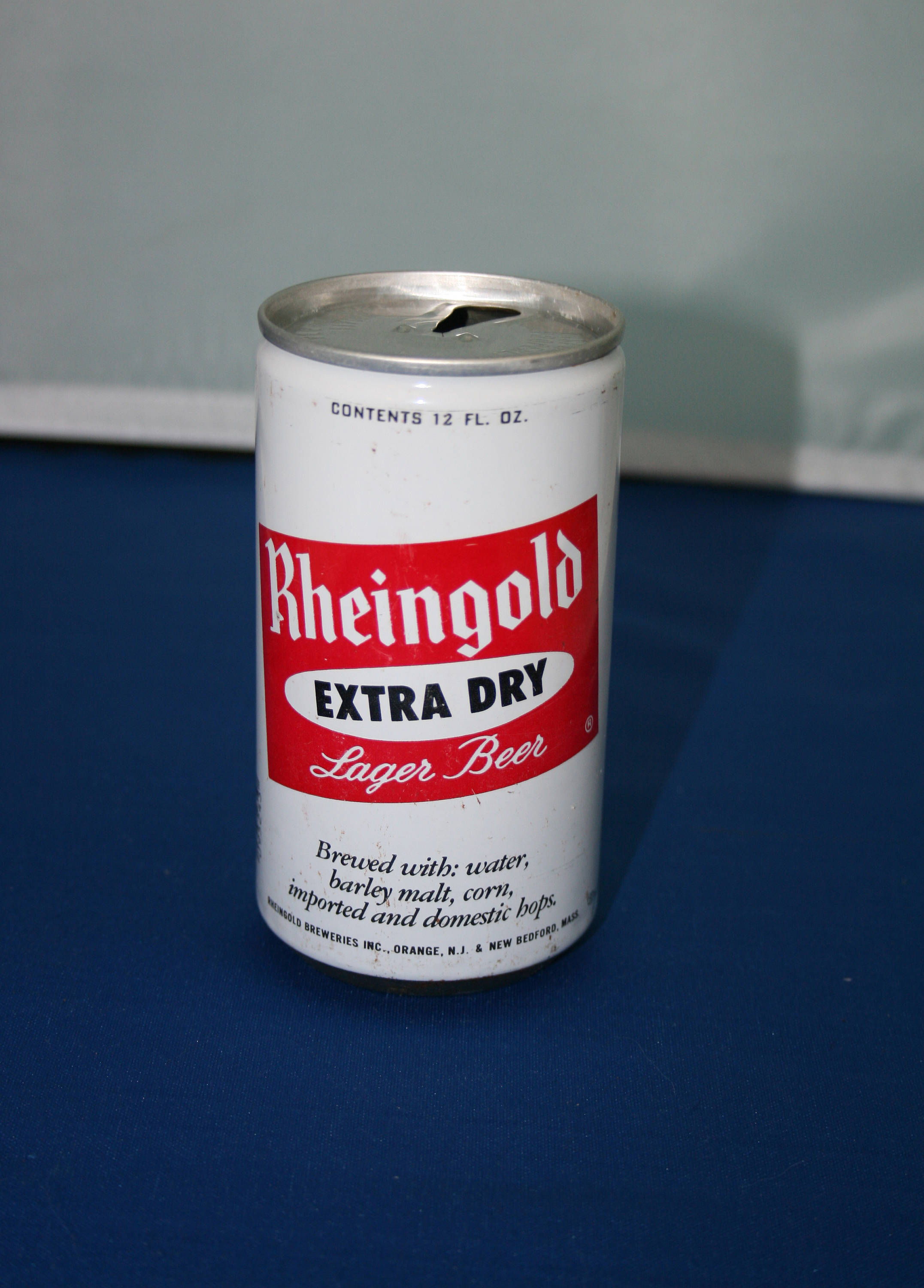 Vintage Rheingold Extra Dry Lager Beer Steel Can Pull Tab Opened Empty Bar Memorabilia Barware
