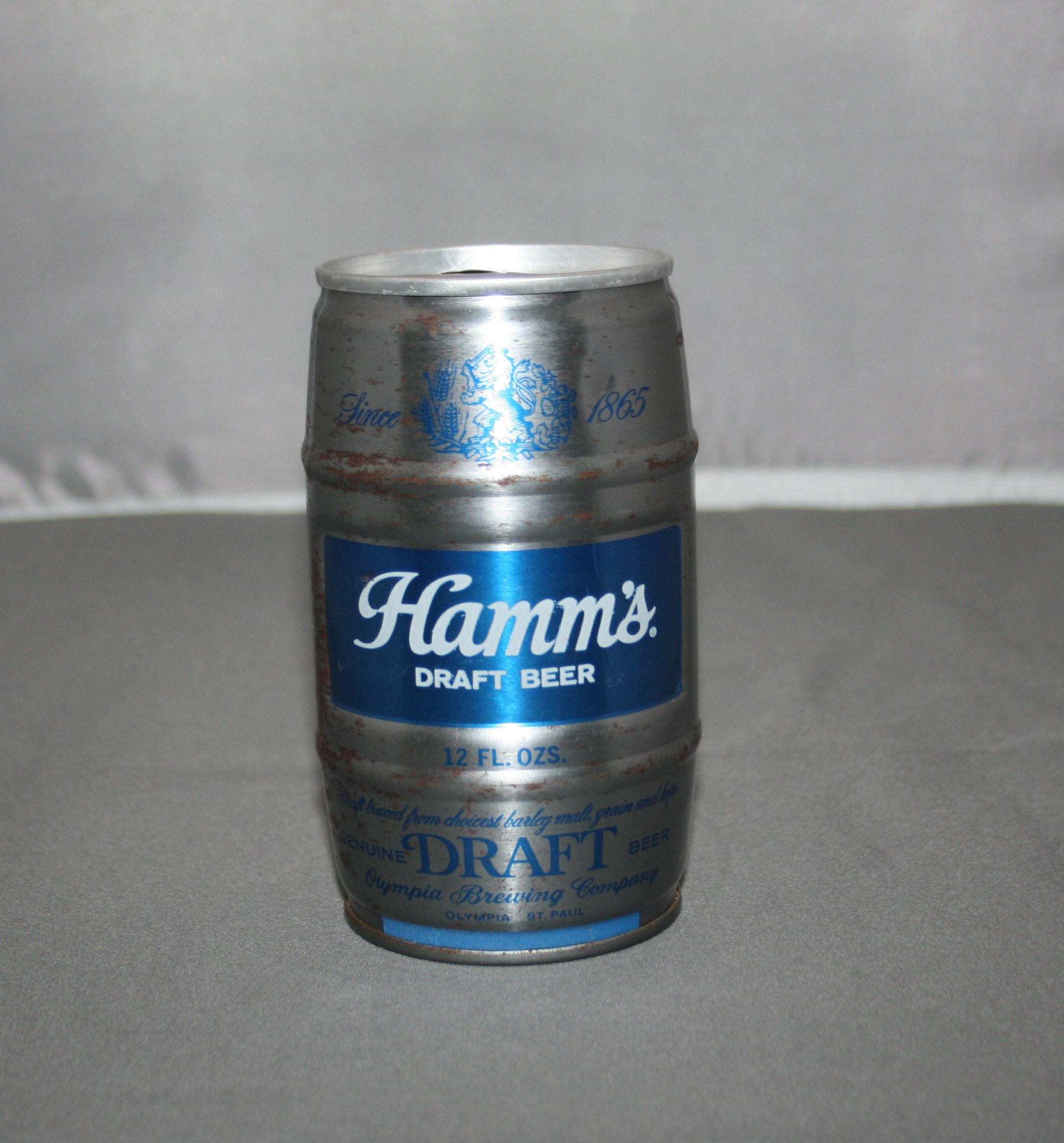 Vintage Hamm’s Draft Beer Steel Keg Beer Can Pull Tab Opened & Empty