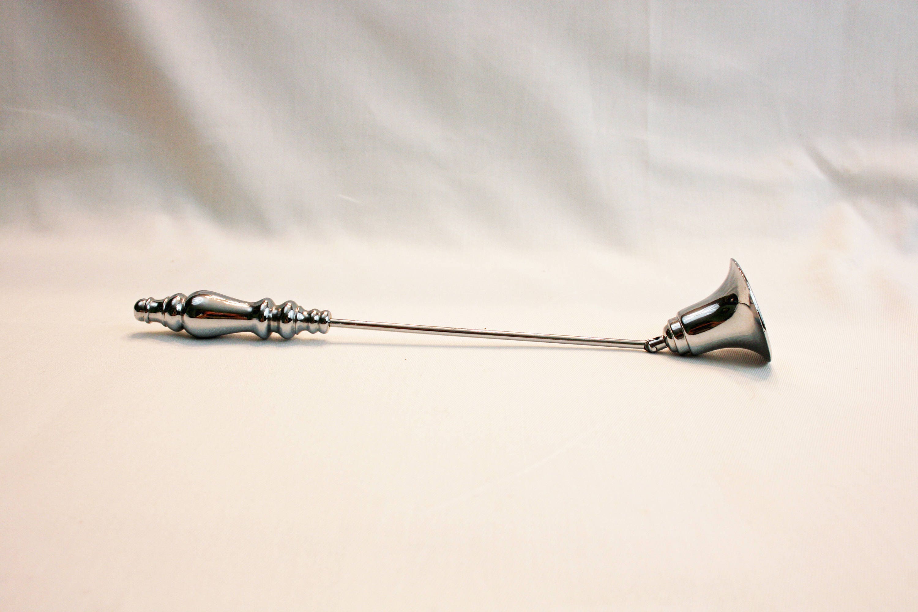 Vintage Heavy Hinged Bell Candlestick Candle Snuffer Silver tone Finish