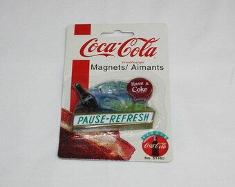 Vintage Coca-Cola Ice Cold Pause Refresh Have a Coke Magnetic Memo Holder Coca Cola Magnet - Refrigerator Magnet 1997 Memorabilia Ephemera