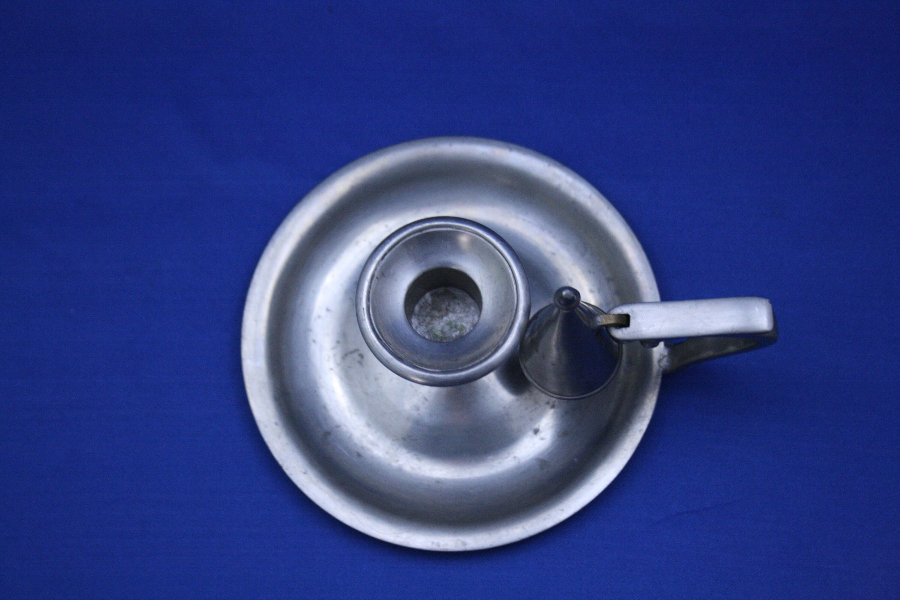 Vintage John Starvich Pewter Chamber Stick Candle Holder with Snuffer Signed Made in the USA