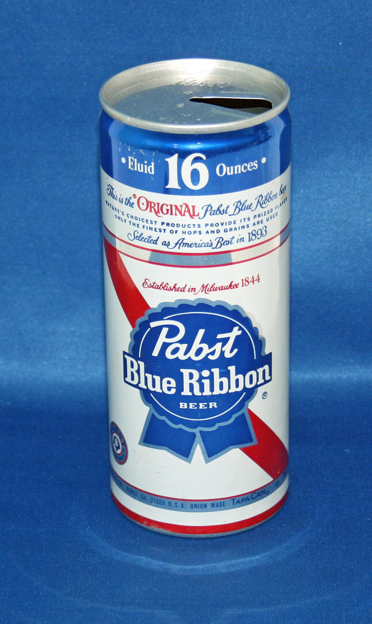 Vintage Pabst Blue Ribbon Beer Tapa Can Pull Tab Aluminum 1 Pint 16 Oz