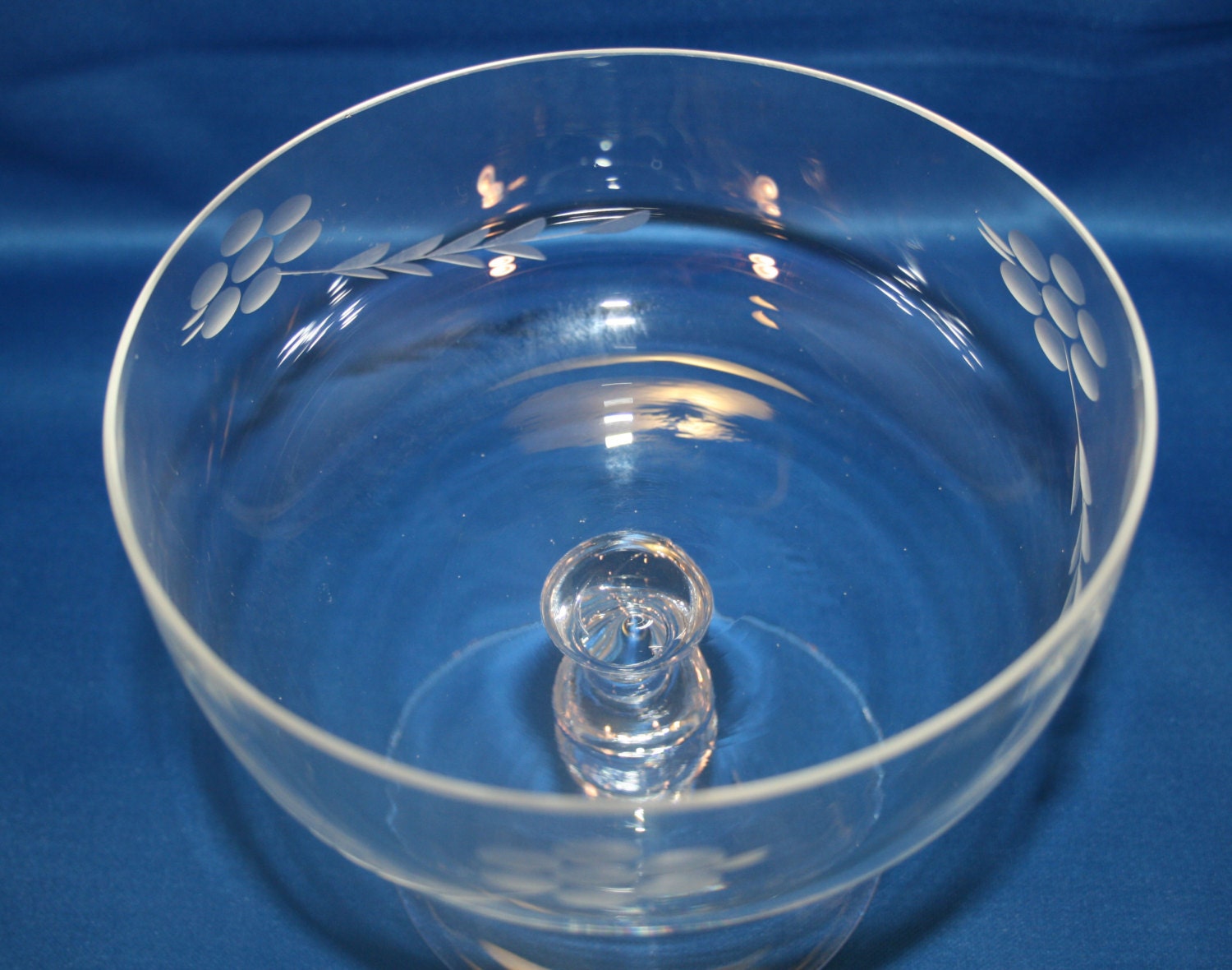 Vintage Crystal Pedestal Compote Bowl Candy Dish Flower Acid Etched