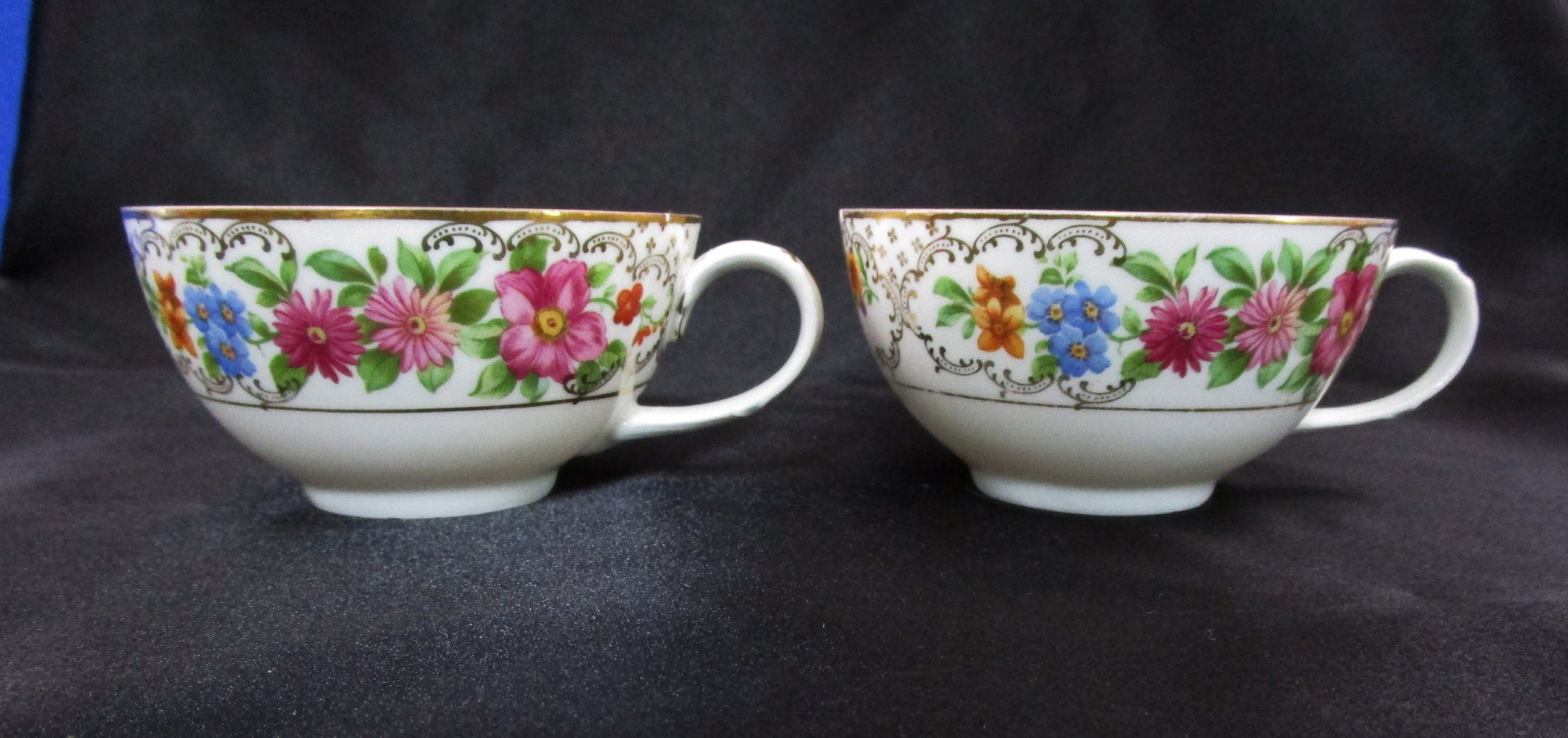 Antique Crown HC Imperial Teacup Pair of 2 Floral China