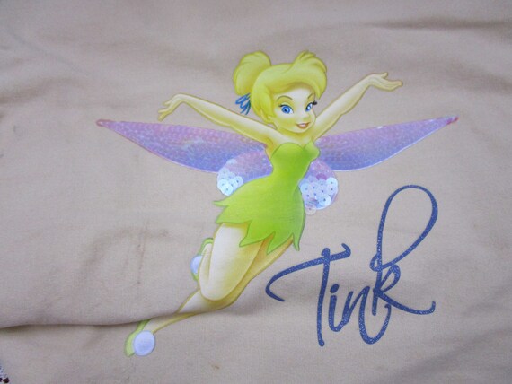 Vintage Disney Tink Tan Canvas Zippered Tote Bag,… - image 5