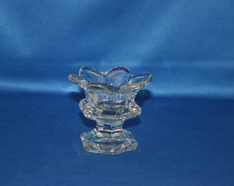 Vintage Lead Crystal Lotus Flower Tealight Candle Holder Candlestick Glass Votive Candle Holder