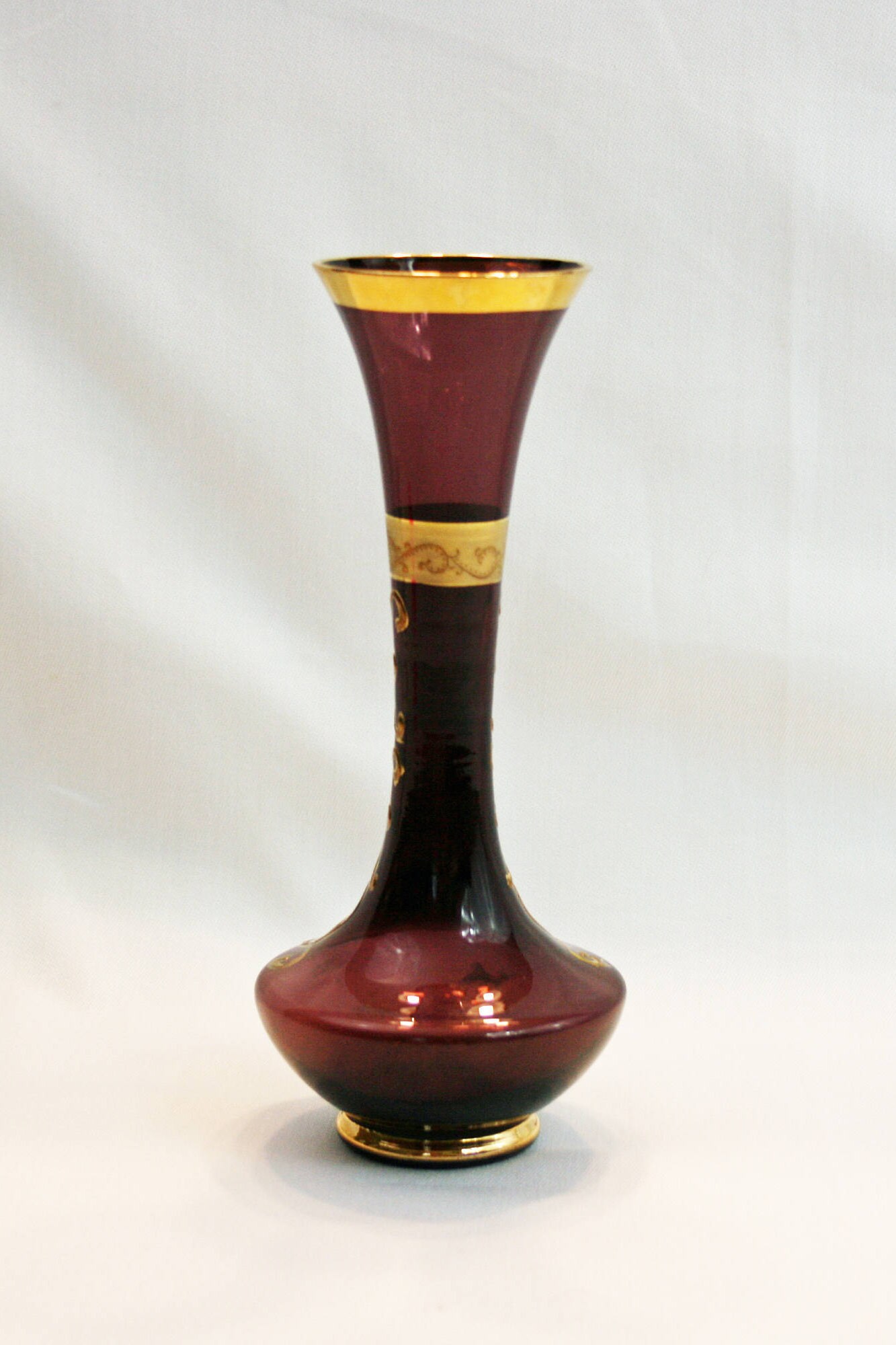 Vintage Lefton Amethyst Purple Bud Vase Gold Gilding Enamel Flowers