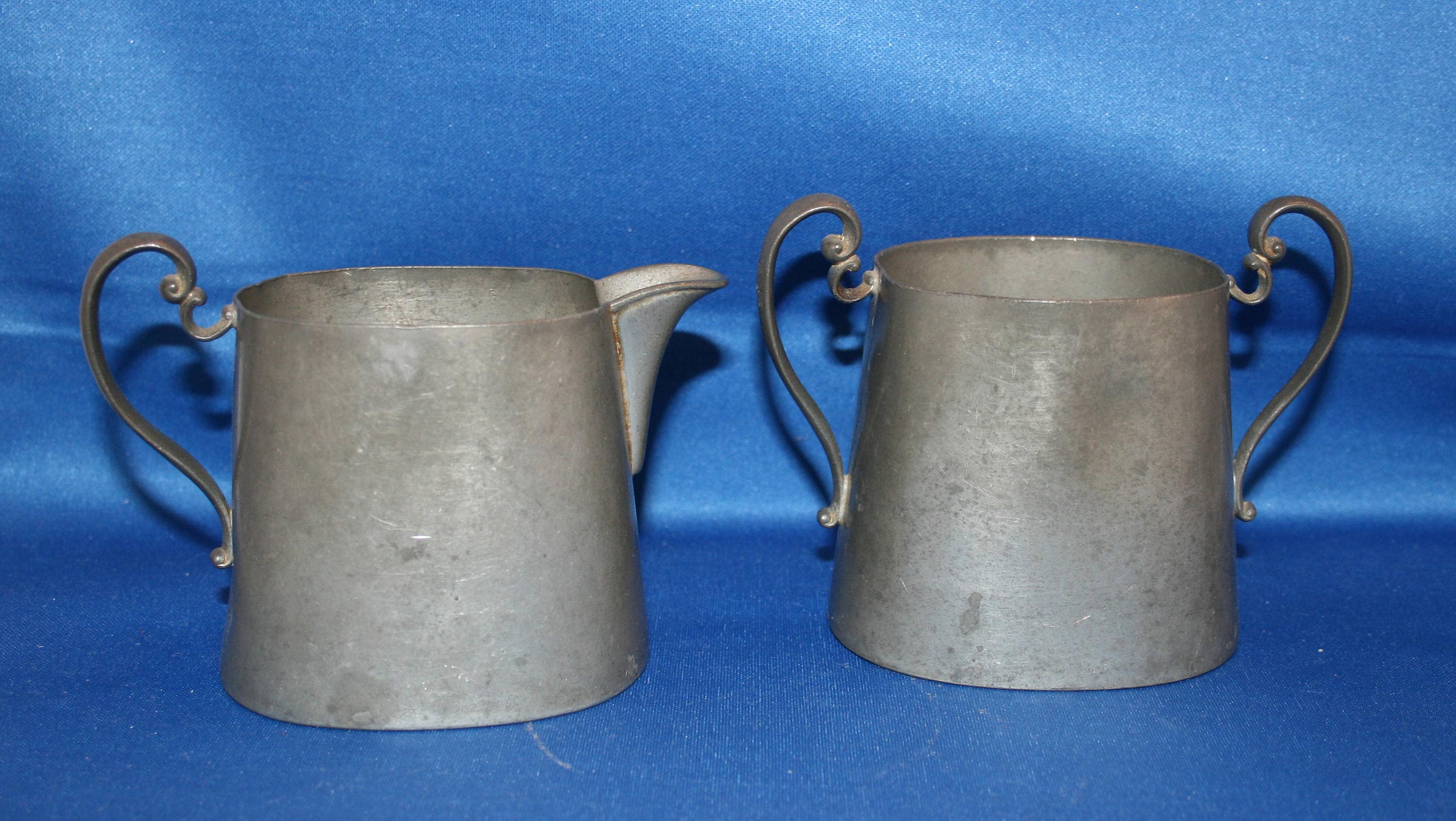Antique Pewter Creamer & Sugar Bowl Queen City Silver Co Circa 1888 to