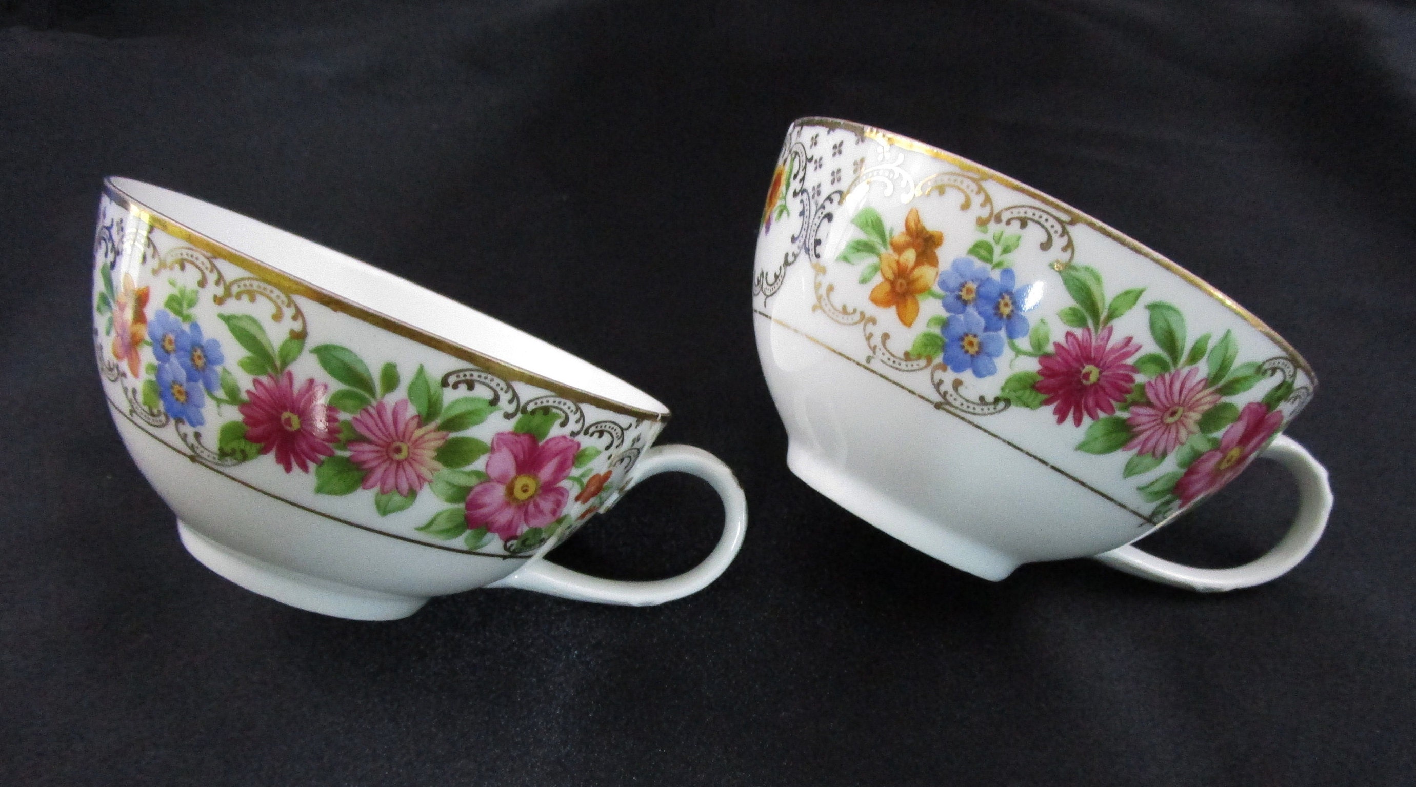 Antique Crown HC Imperial Teacup Pair of 2 Floral China Tea Cups Made