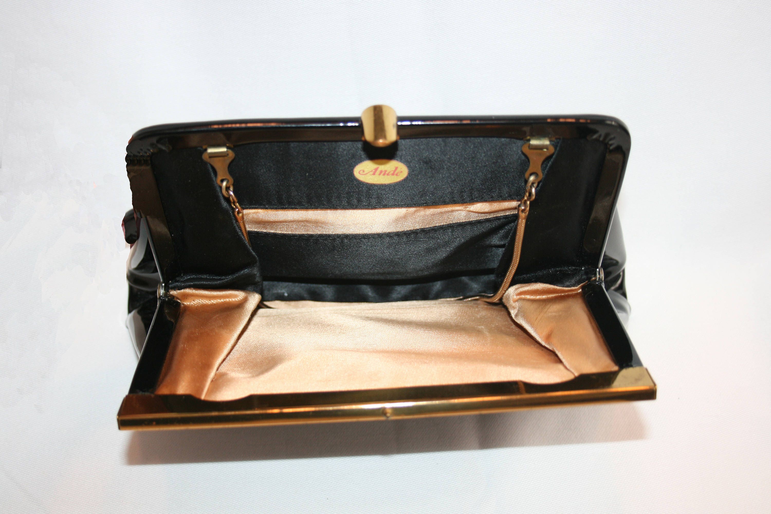 Wallyns Patent Leather Clutch Classic Purse Wallet, Evening Bag Handbag  With Flannelette Black: Handbags