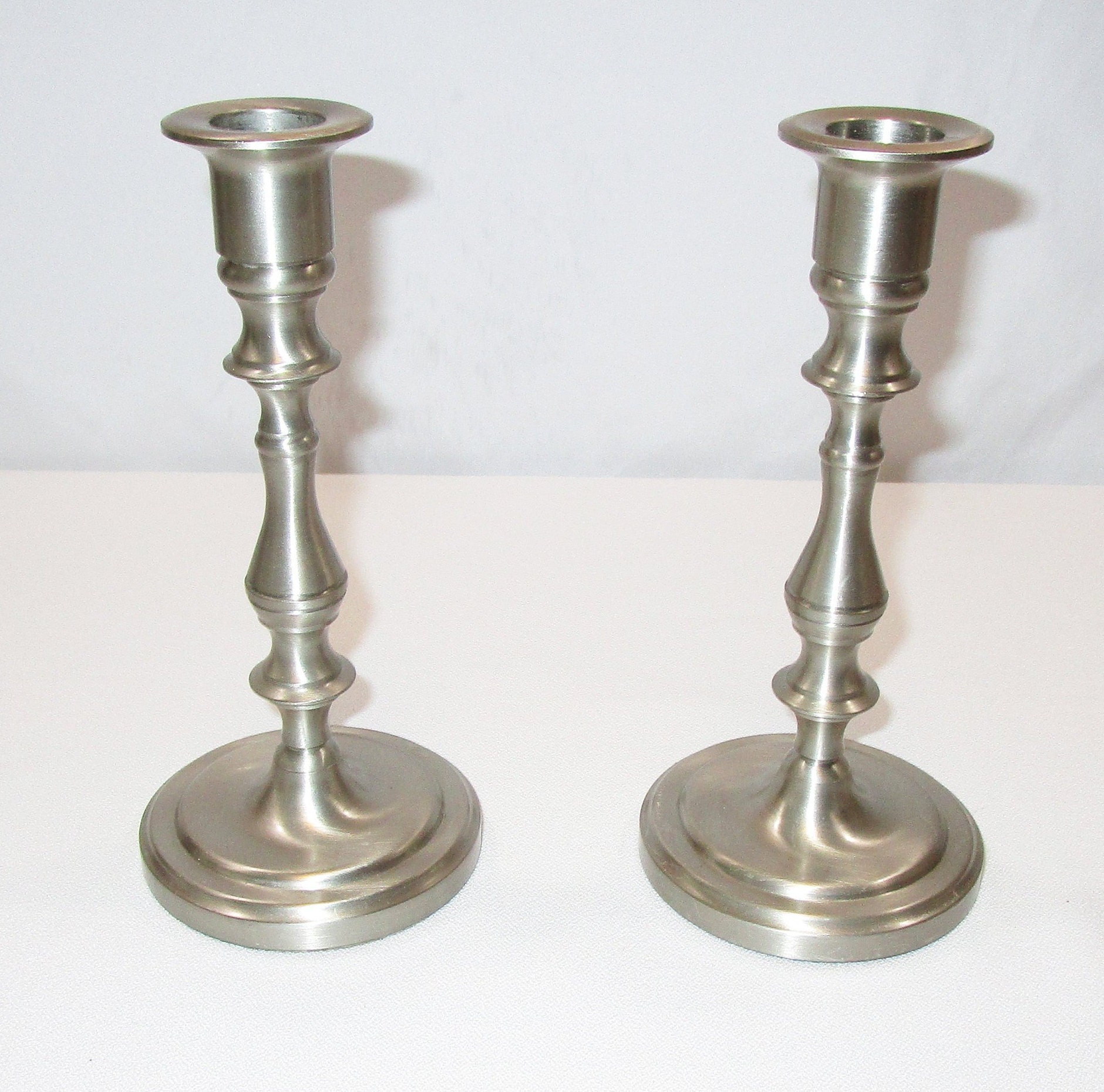Vintage Baldwin Candlesticks - 7 Inch Brass Platinum Mist ...