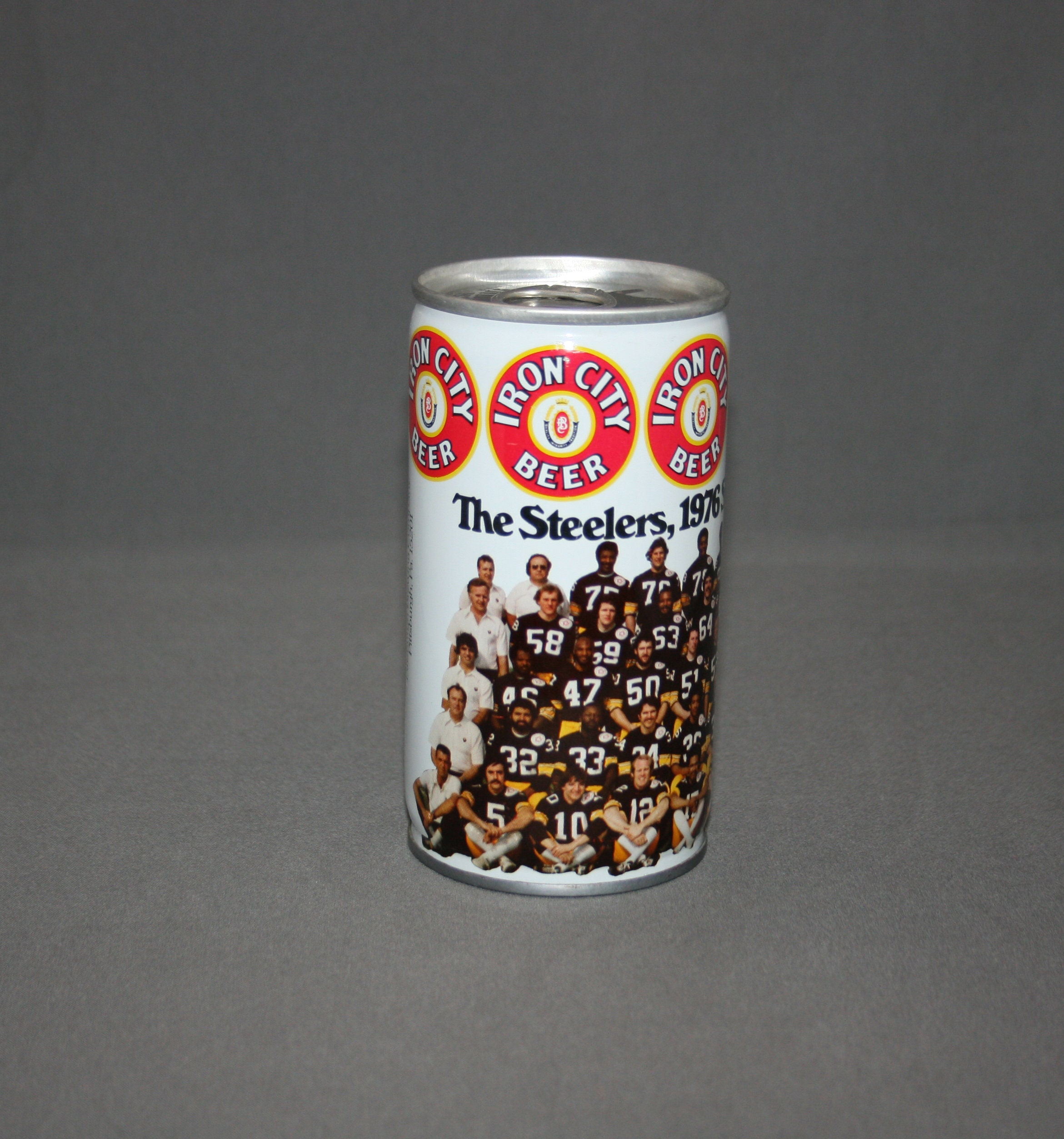 Vintage Iron City Beer Steelers 1976 Super Bowl Champs Steel Can Pull