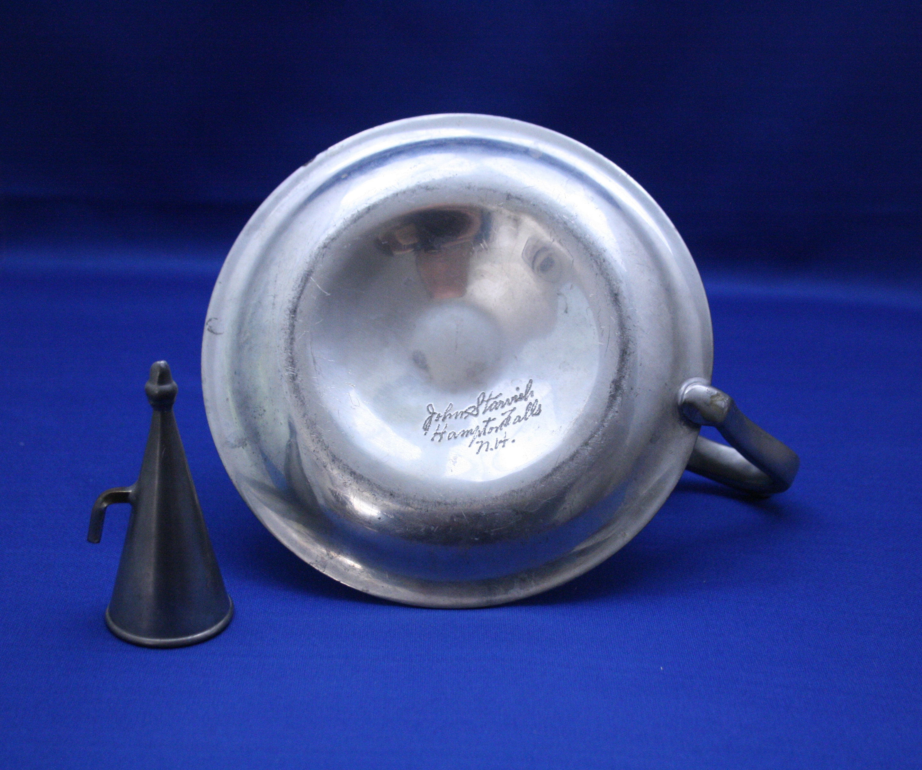 Vintage John Starvich Pewter Chamber Stick Candle Holder with Snuffer Signed Made in the USA