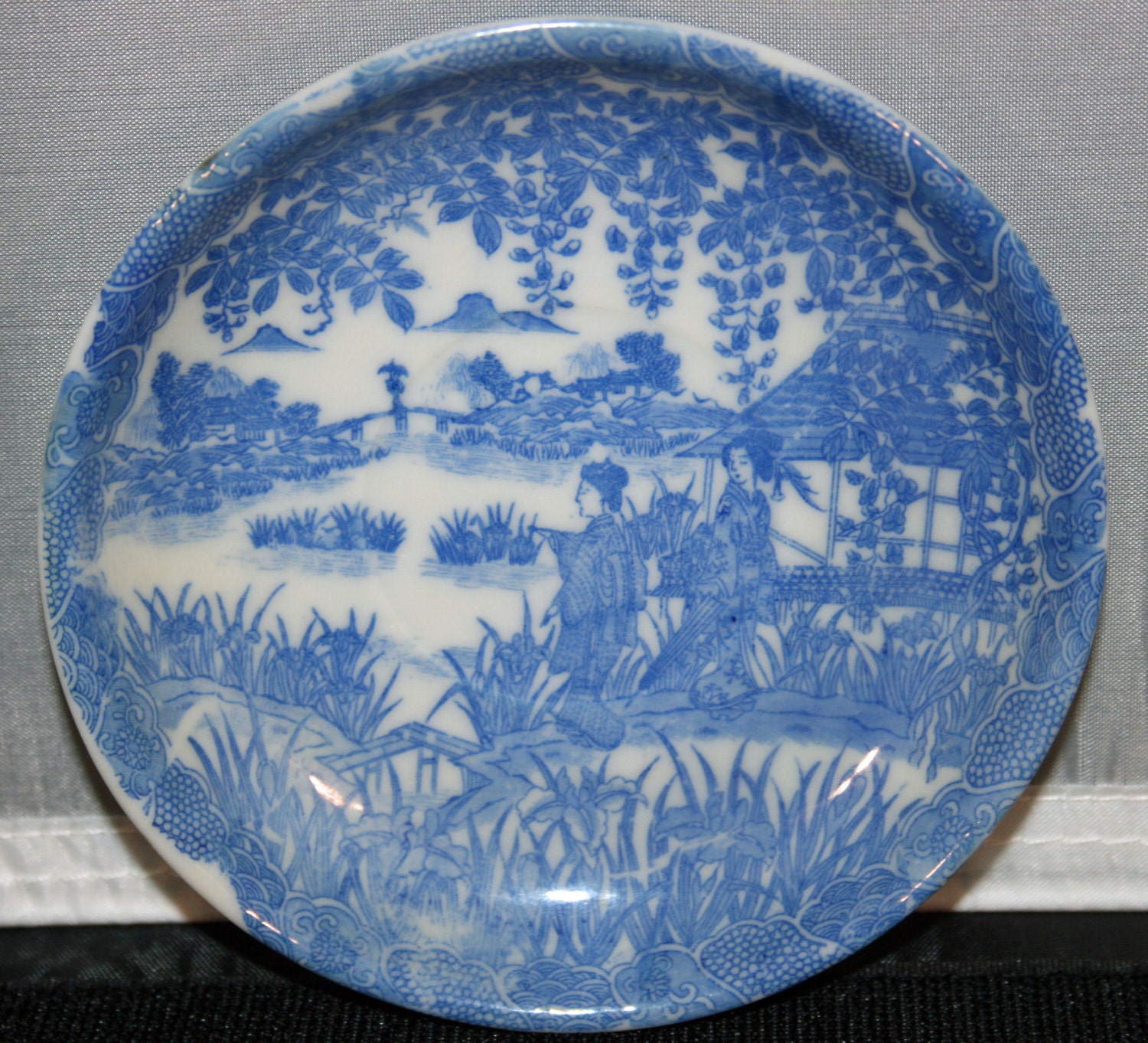 Antique Oriental Blue And White Plate Transferware Japanese Bread Plate Antique Oriental Blue And White Plate Transferware Japanese Bread Plate