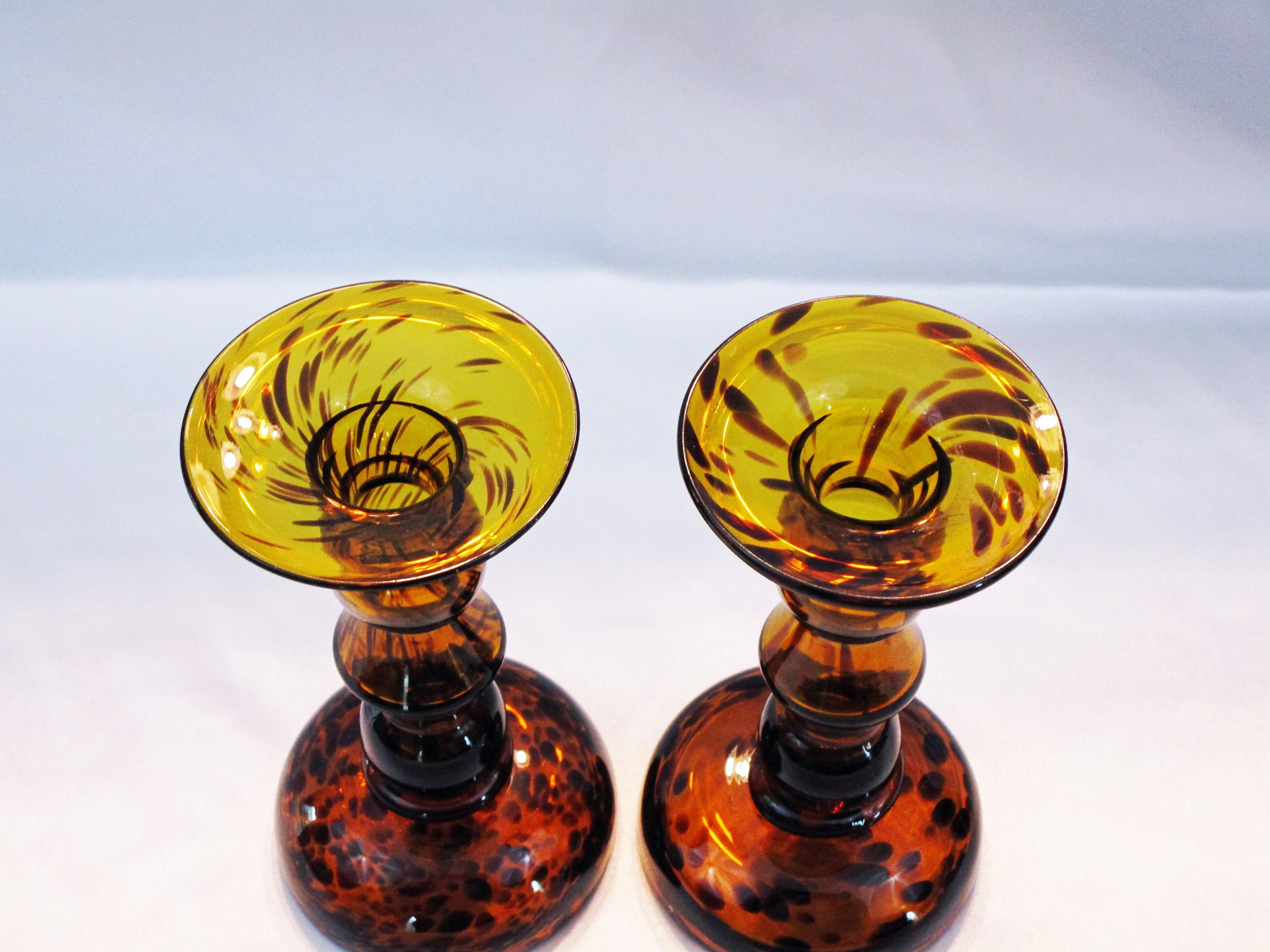 Home Décor Tortoise Patterned Glass Art Glass Shell Candle Container ...