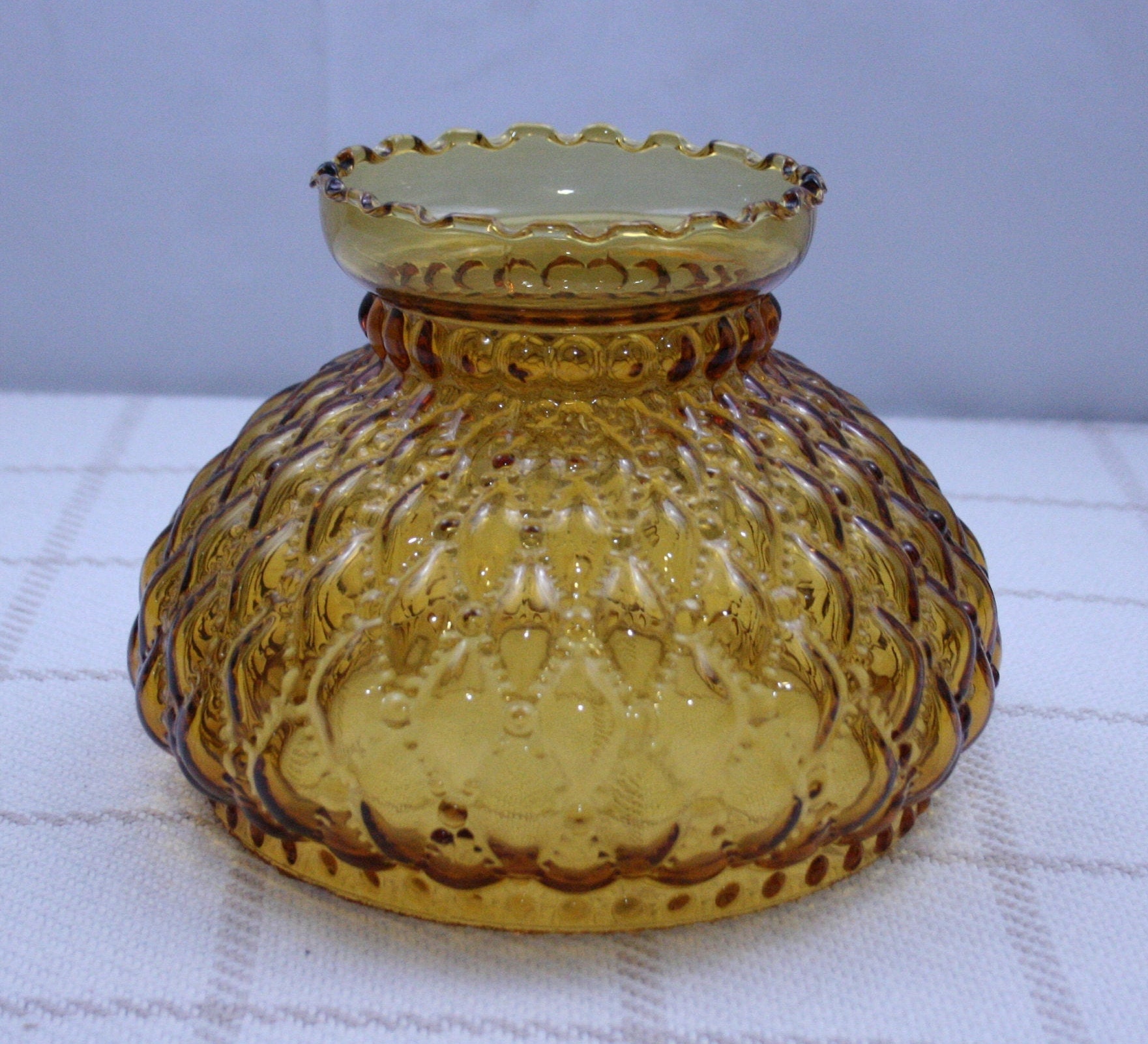Antique Fenton 7 Inch Oil Lamp Shade Light Amber Glass Antique Fenton 7 Inch Oil Lamp Shade Light Amber Glass