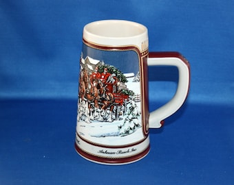 Vintage 1989 Budweiser Limited Edition Winter’s Evening Beer Stein Holiday Tankard Brazil Bar Collectible Barware Memorabilia Breweriana