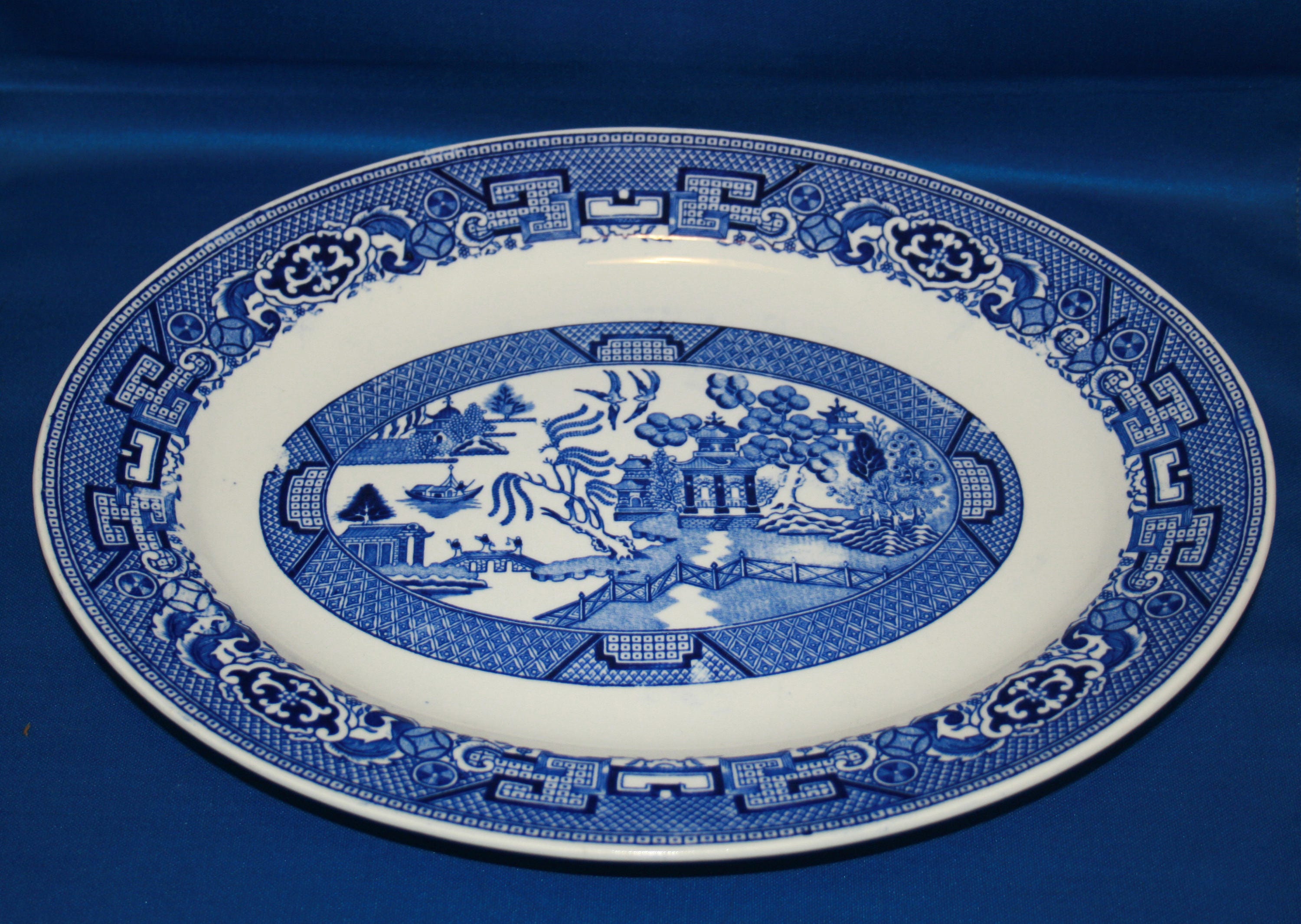 Vintage Blue Willow 12 Inch Platter by Homer Laughlin China July 1953 Made in USA Dinnerware
