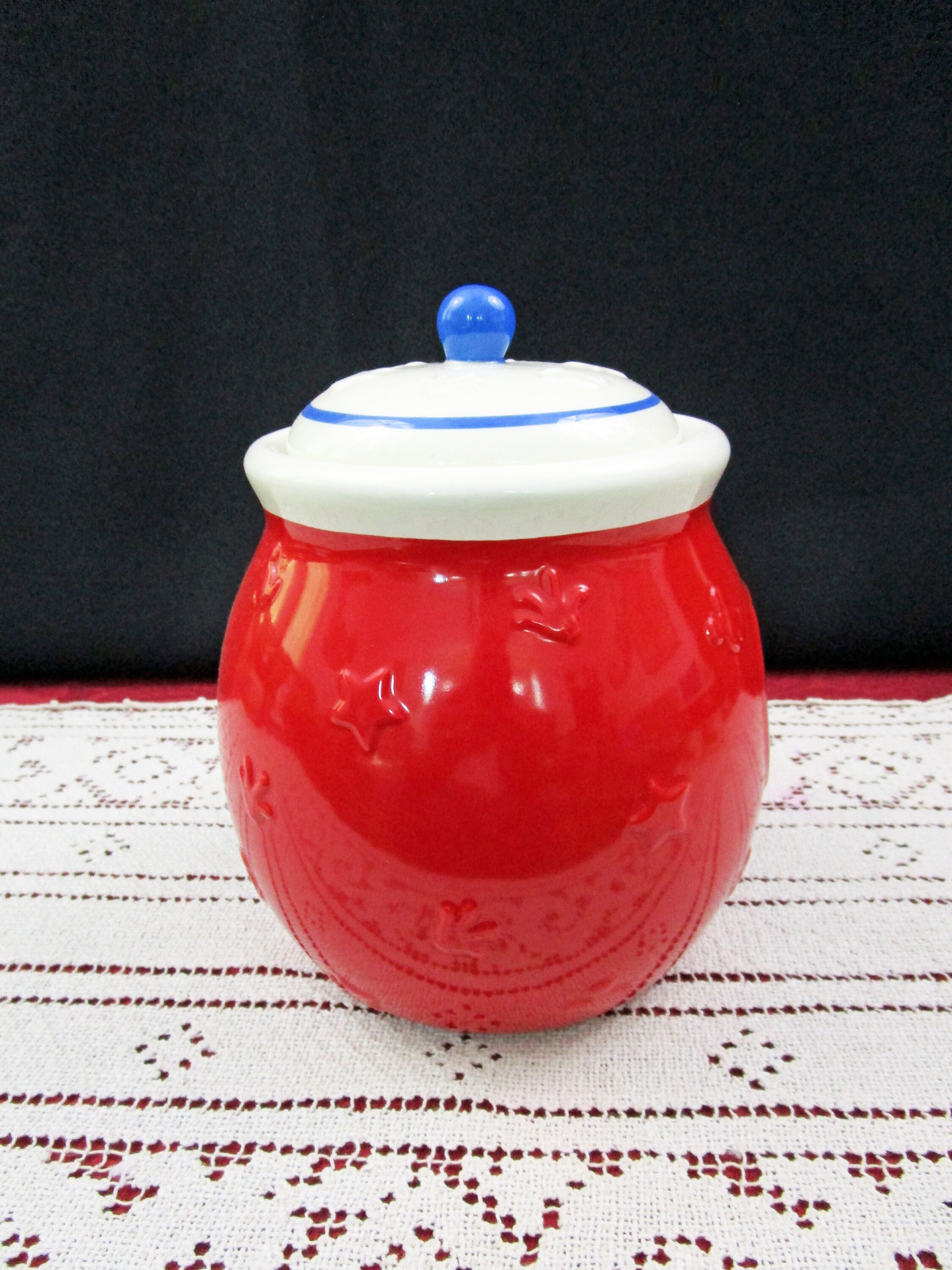 Vintage Disney Mickey and Minnie Mouse Red White and Blue Ceramic