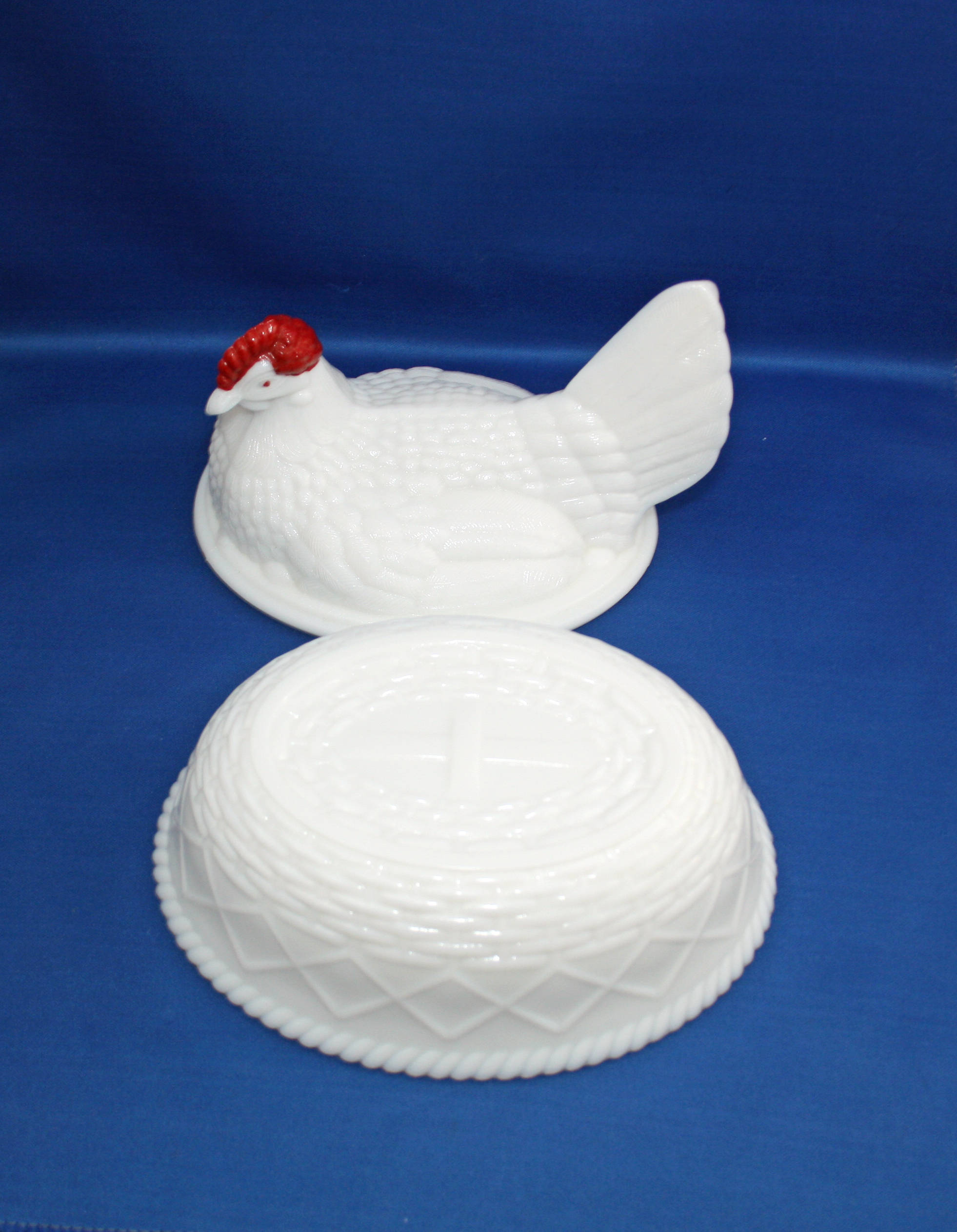 Vintage Hen on a Nest with Red Comb Westmoreland Glass Co Milk Glass Circa 1950s Candy Dish