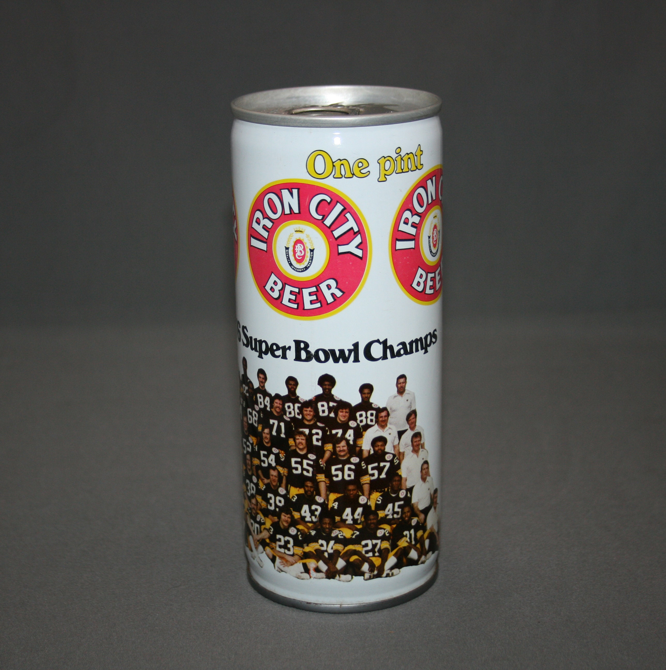 Vintage Iron City Beer Steelers 1976 Super Bowl Champs Steel Can Pull