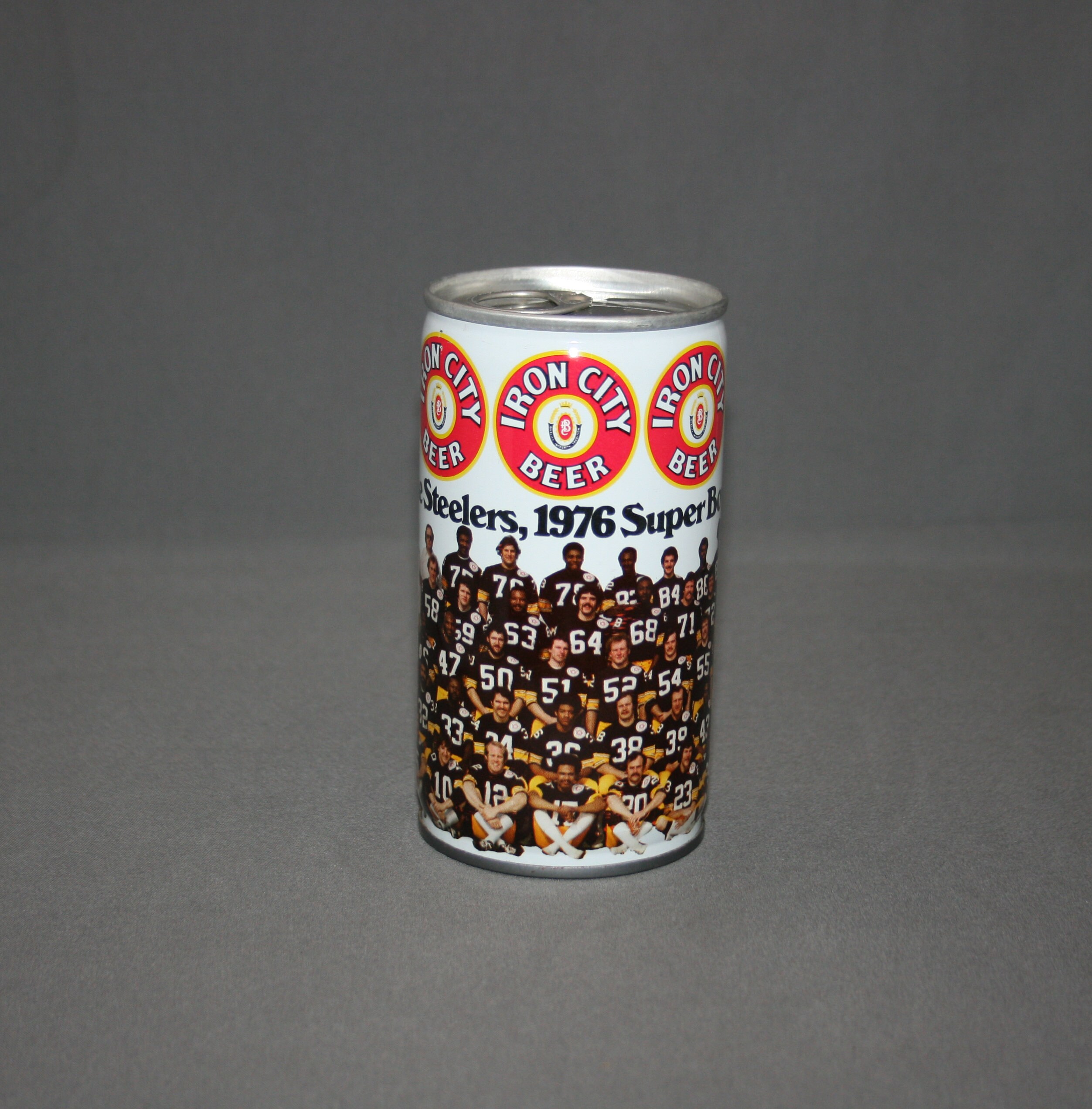 Vintage Iron City Beer Steelers 1976 Super Bowl Champs Steel Can Pull