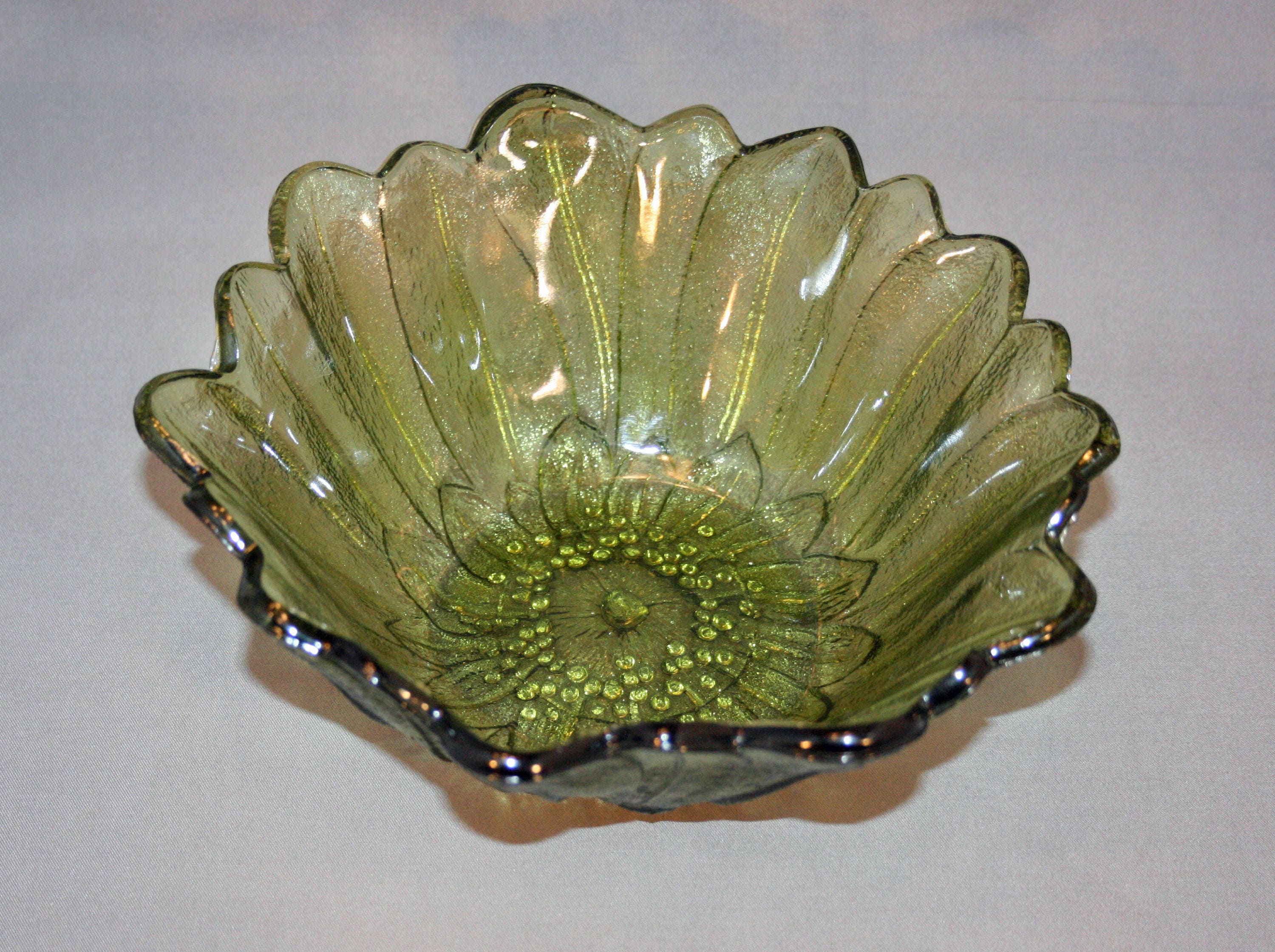 Vintage milk glass Embossed Flower Petals Candy Dish Fruit Bowl Milk Glass Flower Bowl