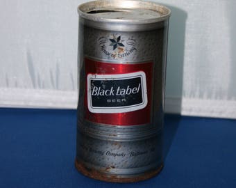 Vintage Black Label Steel Beer Can Carling Silver Can Red & Black Label Bar Memorabilia Barware Collectible Breweriana Advertisement