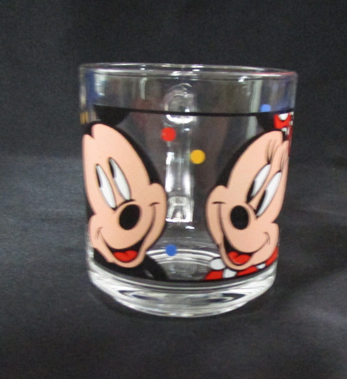 Vntg Walt Disney Co Goofy Anchor Hocking Clear Glass Coffee Mug