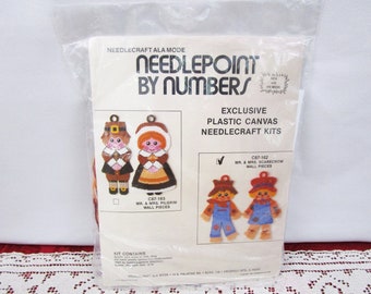 Vintage Needlecraft Ala Mode - Needlepoint By Numbers #10 Kit C87-162 Mr and Mrs Scarecrow 1987 USA Holiday Halloween Thanksgiving Harvest