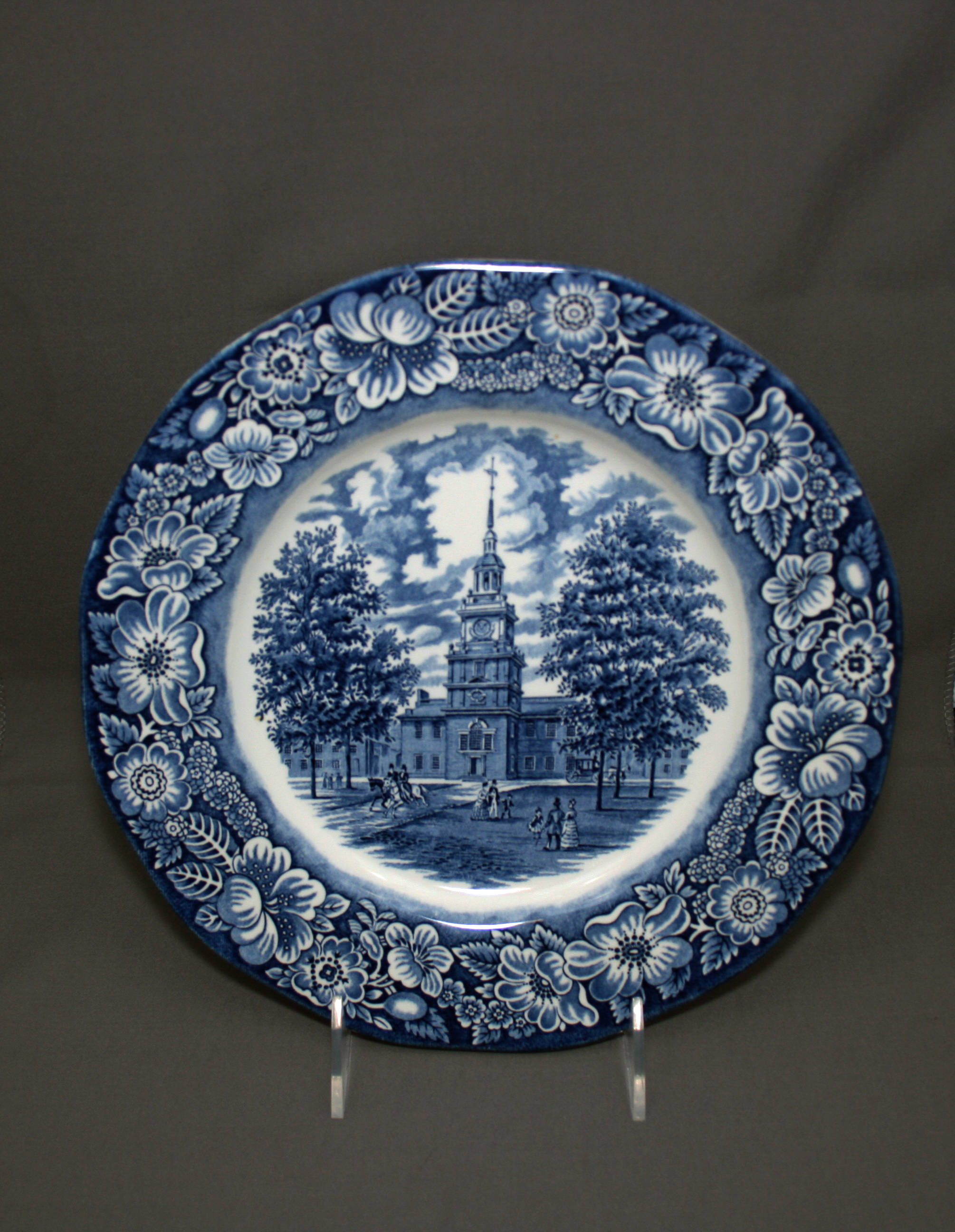 Vintage Liberty Blue Plate Ironstone Historical Colonial Scenes