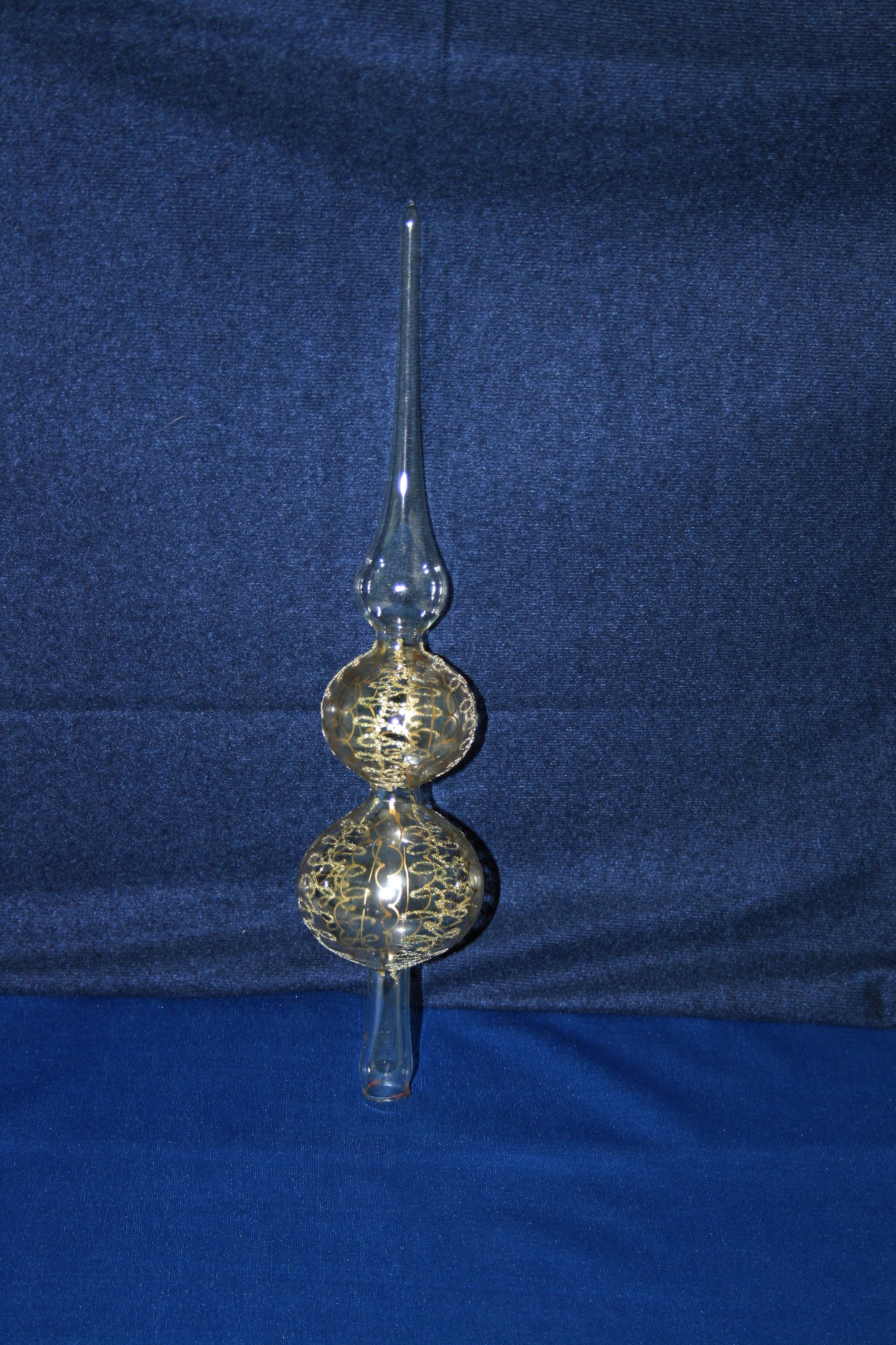 Vintage Christmas Classics Hand Decorated Clear Glass Finial Tree