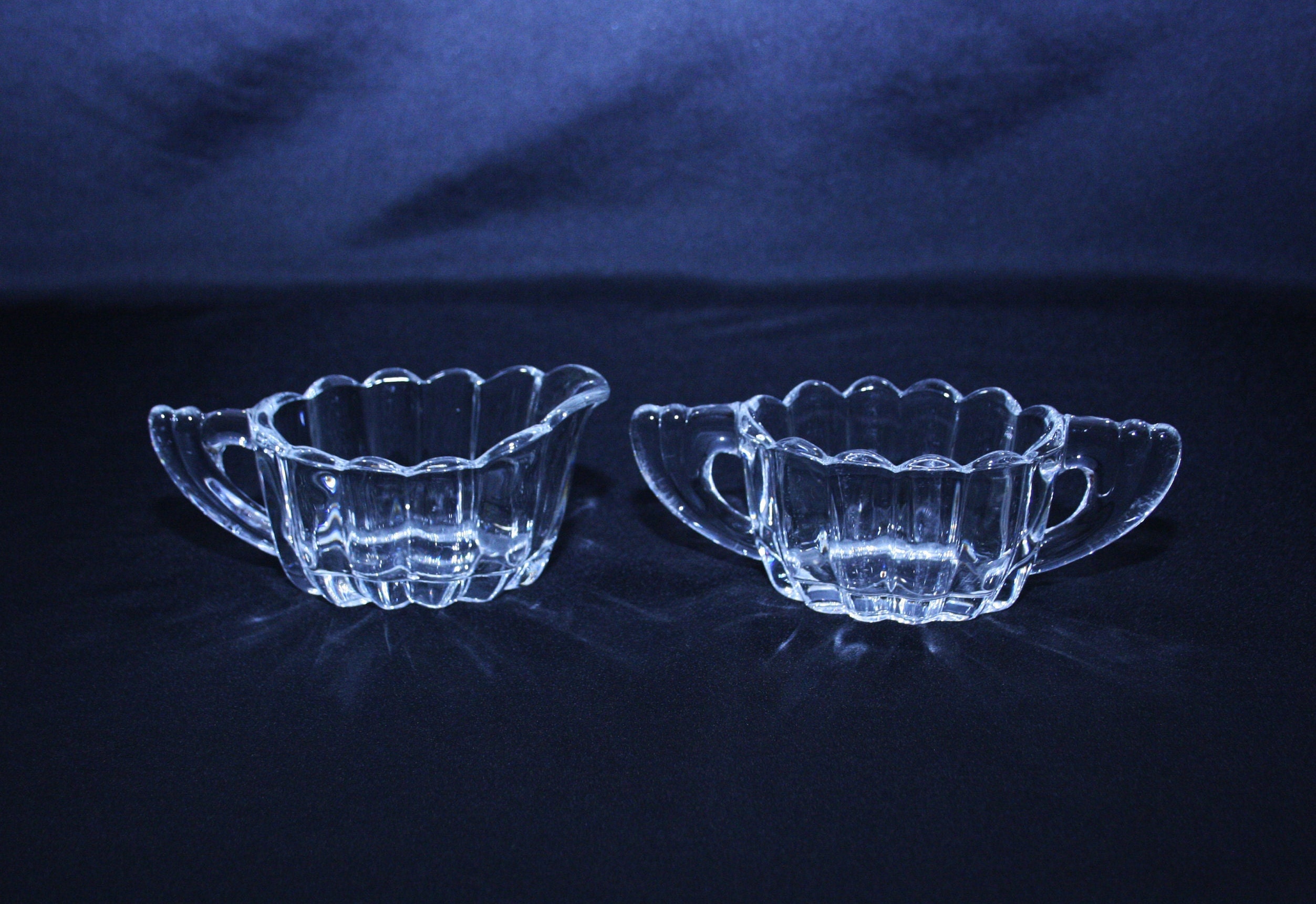 VINTAGE CRYSTAL ( LOOKING ) CREAMER MEASURING CUP CUT GLASS ETCHED CLEAR