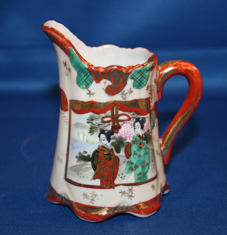 Antique Oriental Creamer Japanese Pitcher Nagoya Ware Satsuma Etsy