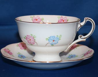 Vintage English Floral Teacup & Saucer Made in England Porcelain Hand Painted Tea Cup English Tea Party