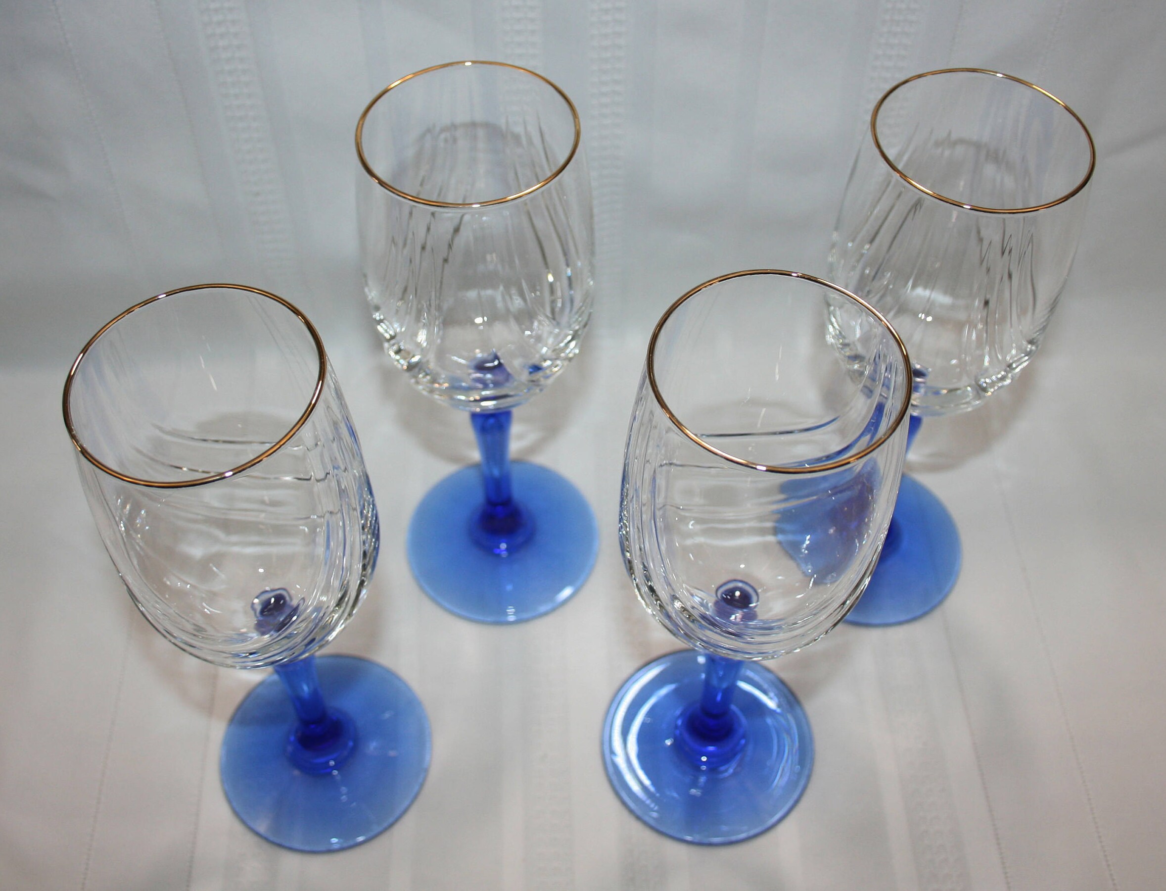 Vintage Lenox Crystal Wine Glass Cobalt Blue Stemmed Dual Swag Draped