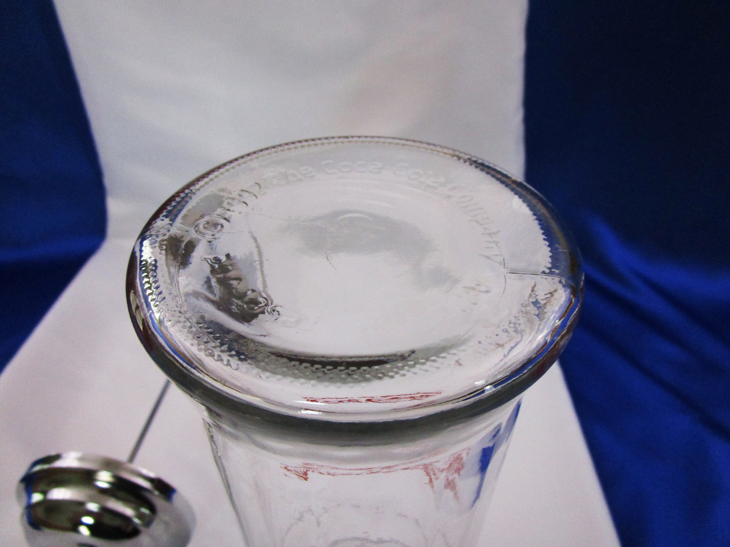 Vintage Coca Cola Straw Dispenser Glass & Chrome Large Coke Straw