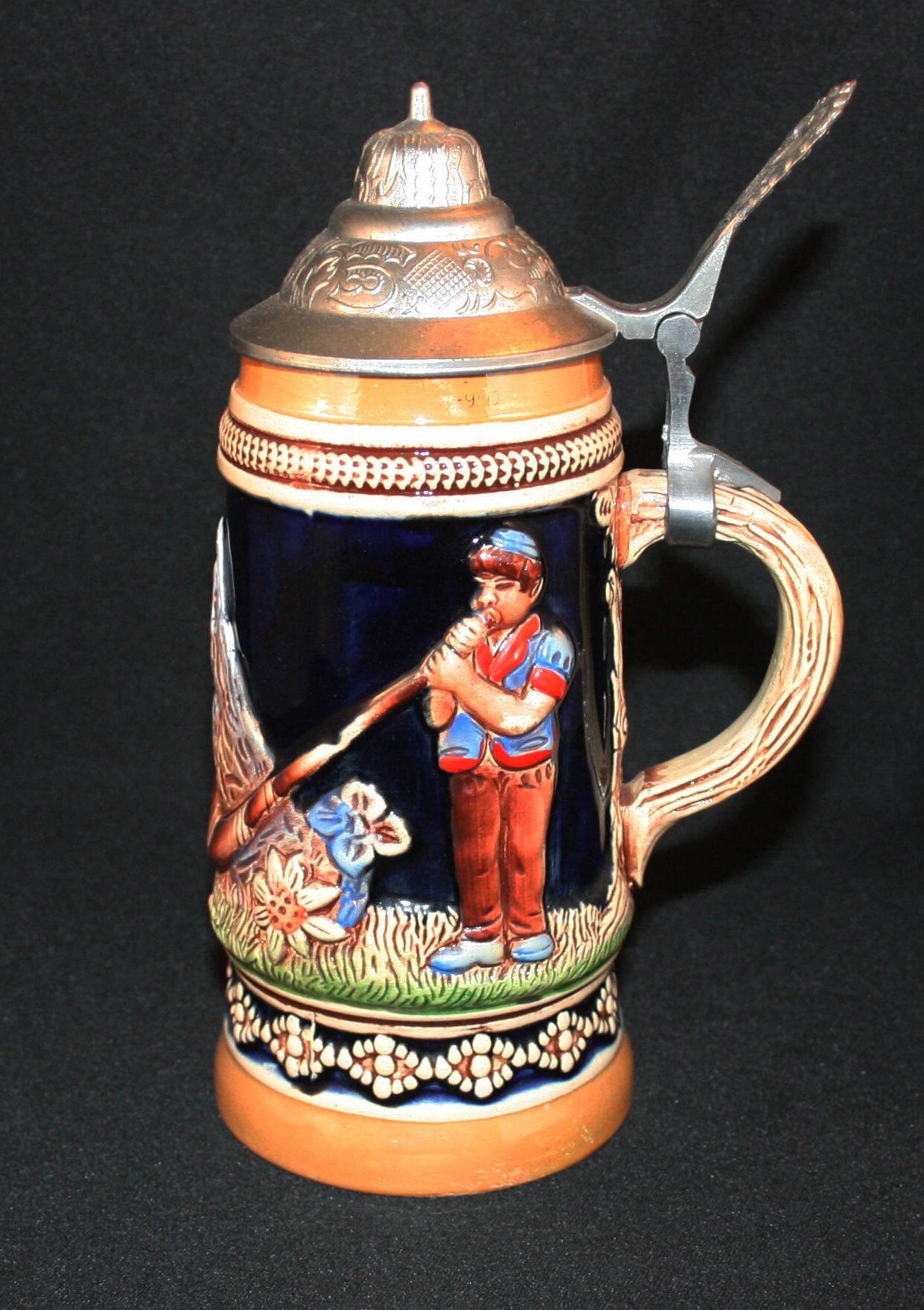 Vintage KING Alphorn Alpine Horn Beer Stein German Commemorating