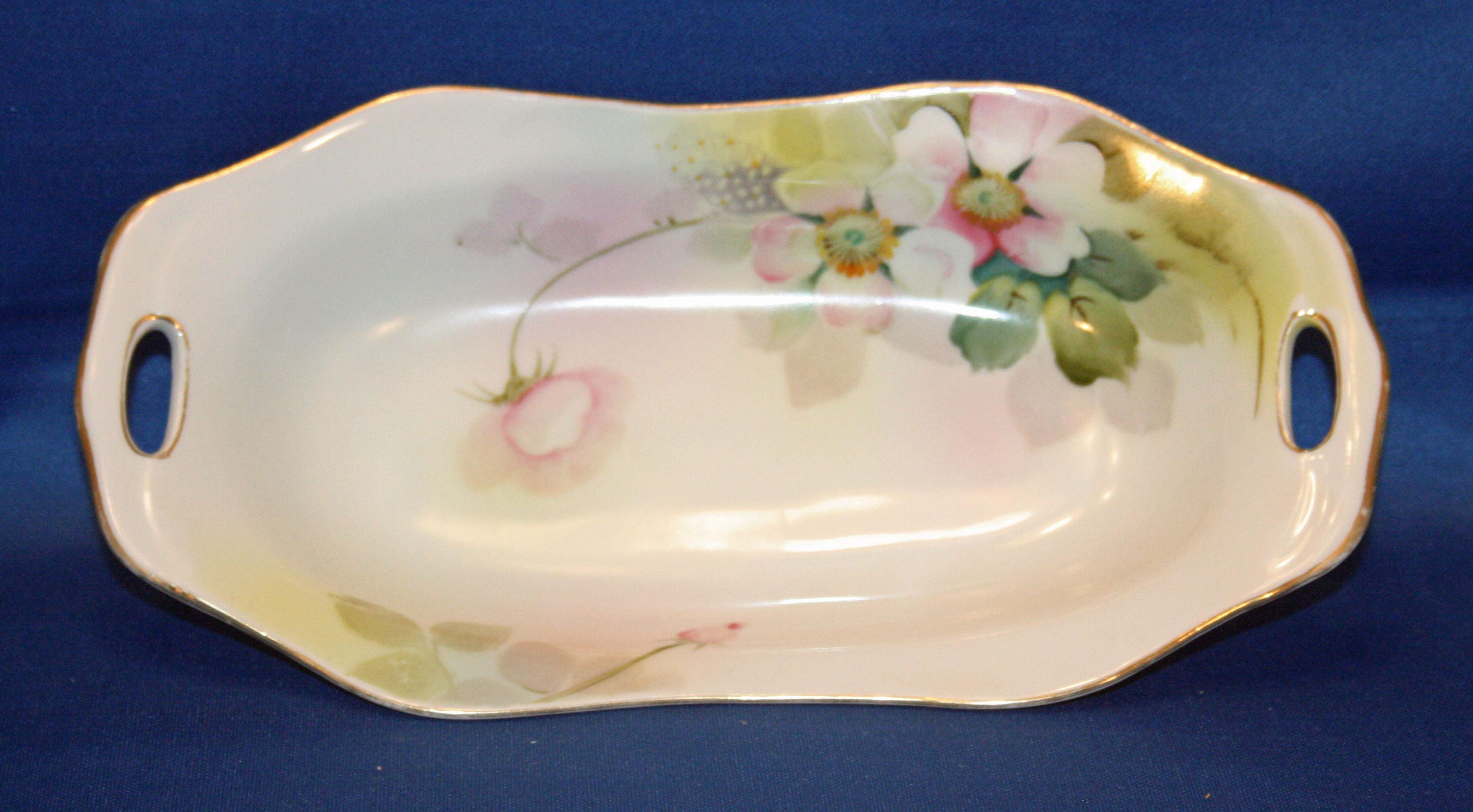 Antique Nippon Celery Dish Hand Painted 7 7/8 Inch Serving Dish Gold