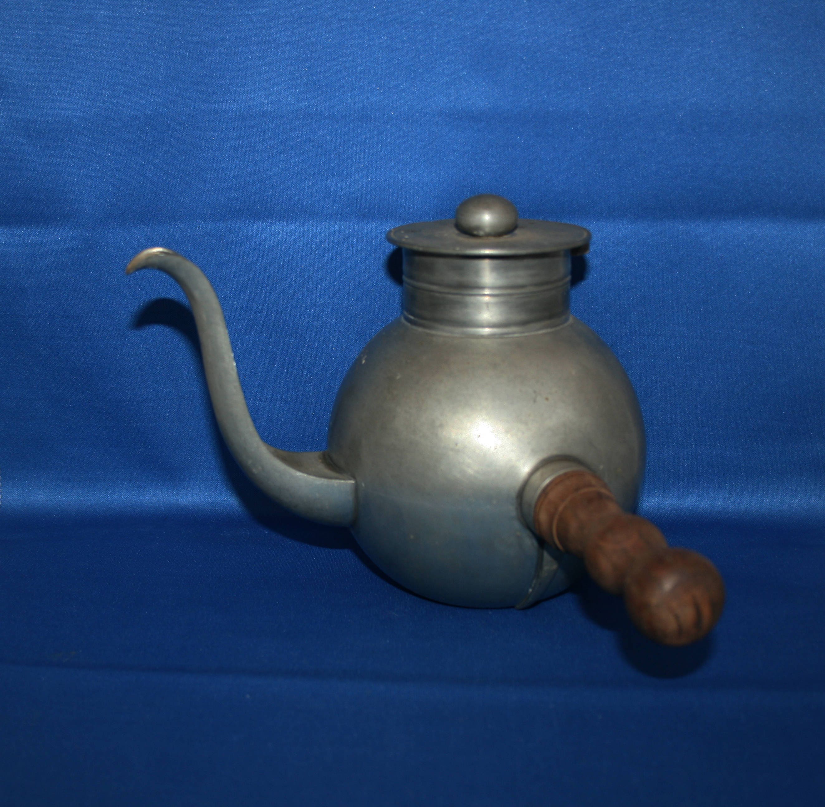 Vintage Havstad Norwegian Pewter Wood Handle Teapot Handled Creamer and Sugar Bowl circa 1940’s