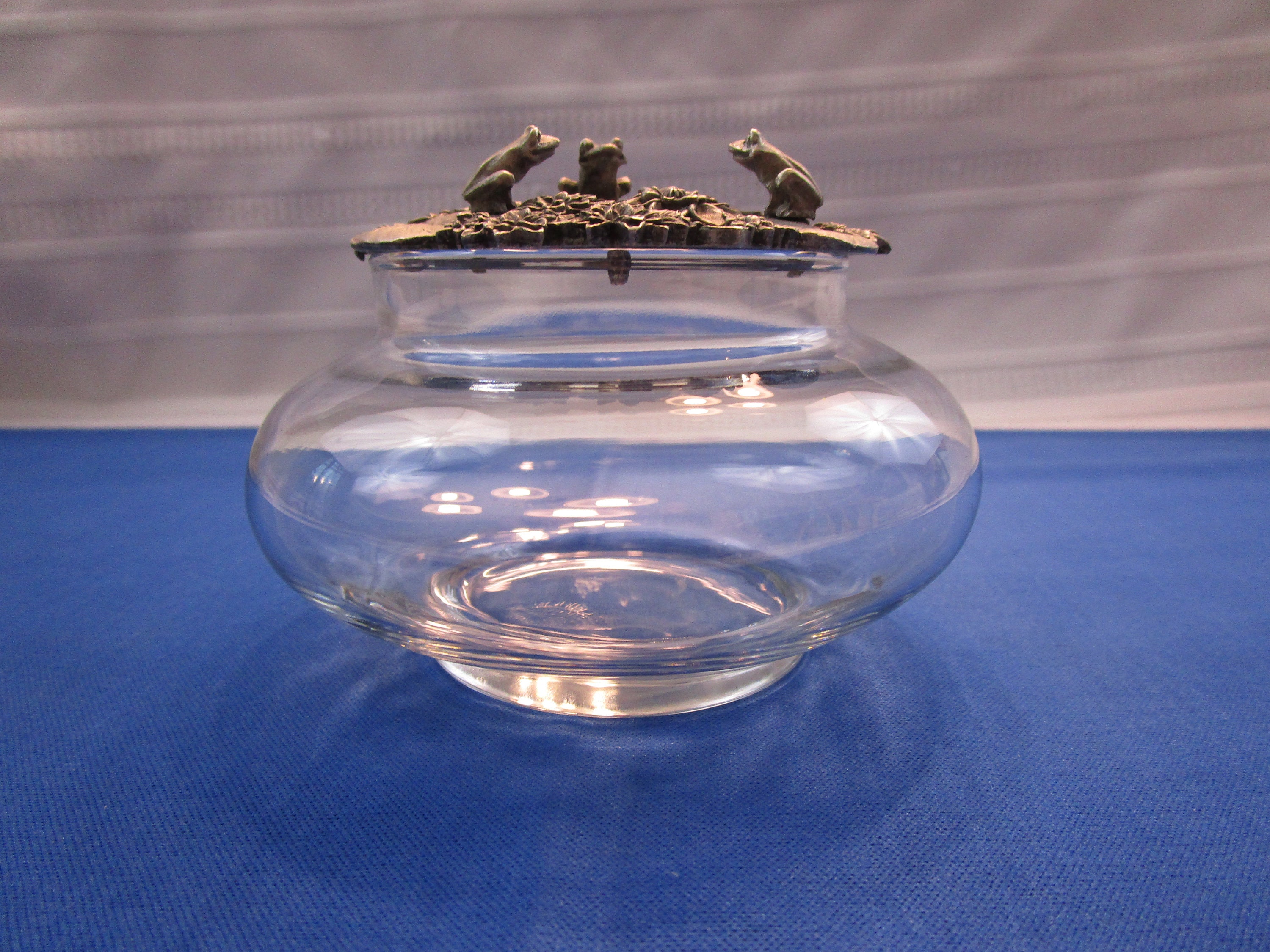 Vintage Potpourri Jar with Rawcliffe Lilly Pad and Frog Pewter Lid Home