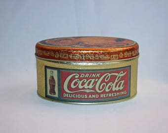 Vintage Coca-Cola Oval Gibson Girl Collector’s Tin - Coca Cola Collectible Coke Memorabilia Ephemera Storage Box Tin