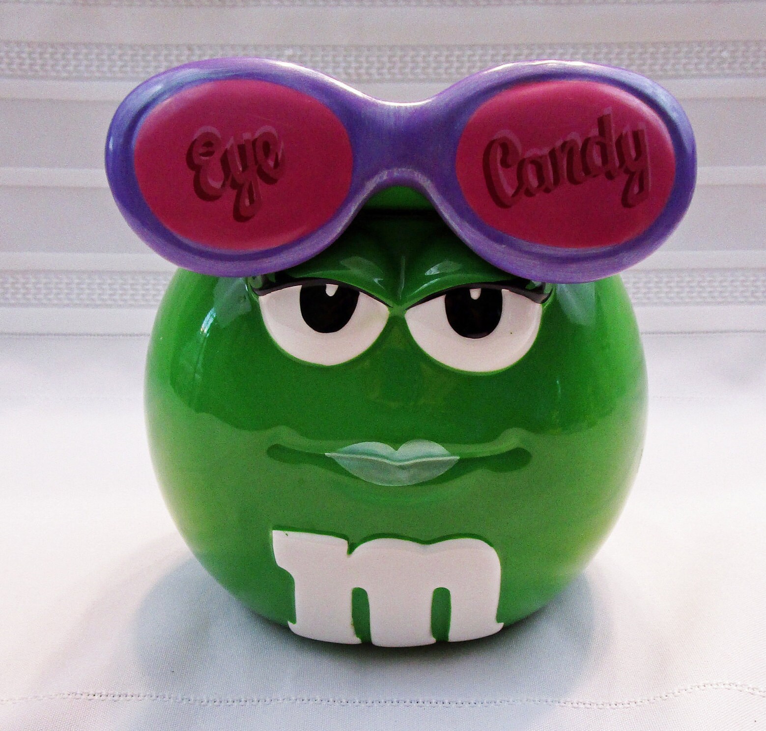 Vintage M&M Candy Jar Ms Green Eye Candy by Galerie Mars Candy Hand