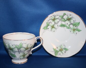 Vintage Jonroth Teacup and Saucer Salisbury American Dogwood Made in England Fine Bone China Tea Cup English Tea Party