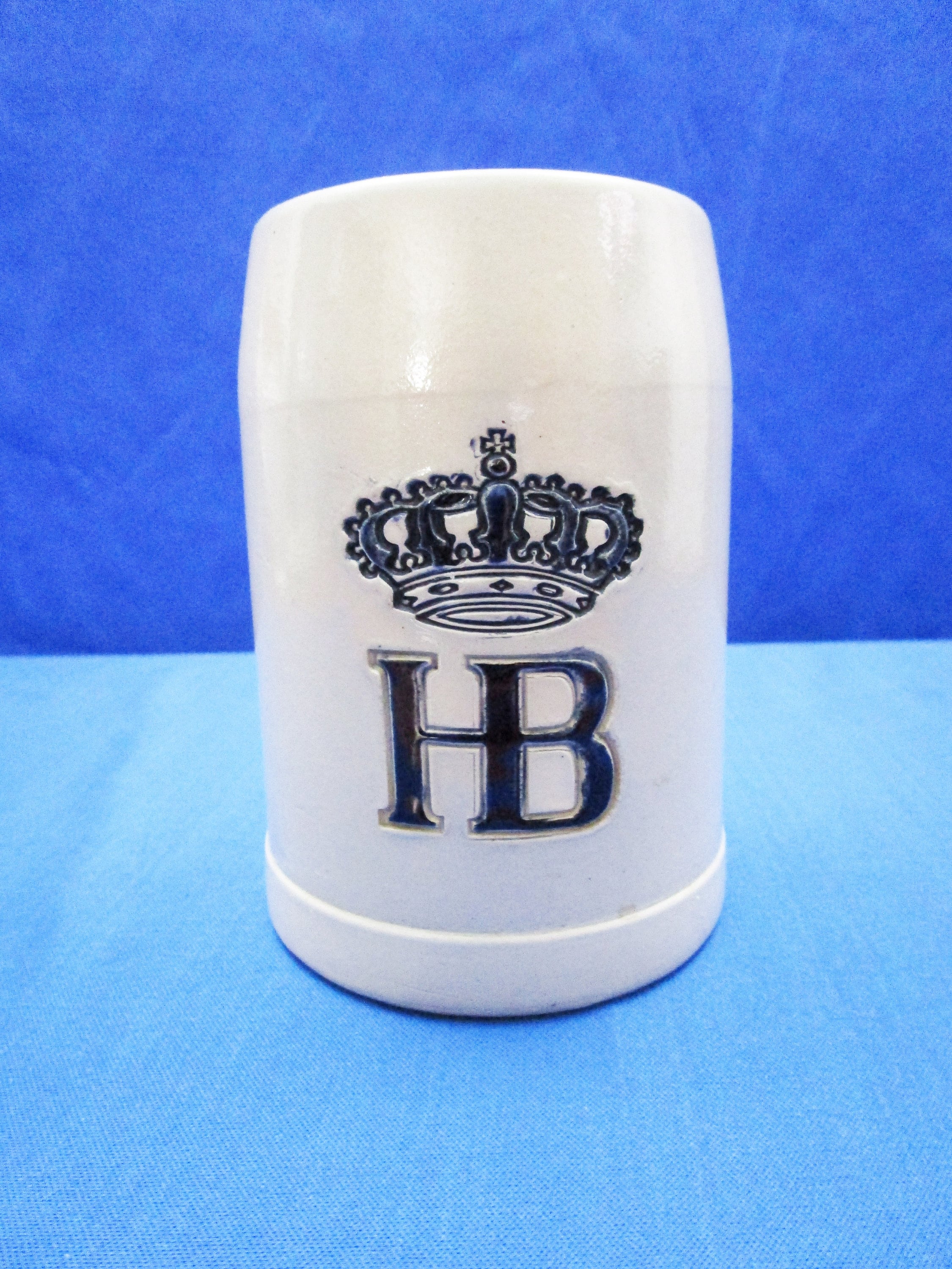Vintage HB Salt Glazed 0.5 Liter Tankard West Germany Blue Crown