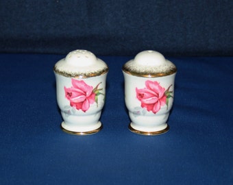 Vintage Royal Stafford Bone China Berkeley Rose Salt and Pepper Shaker Set Porcelain Shakers Knick Knacks English China